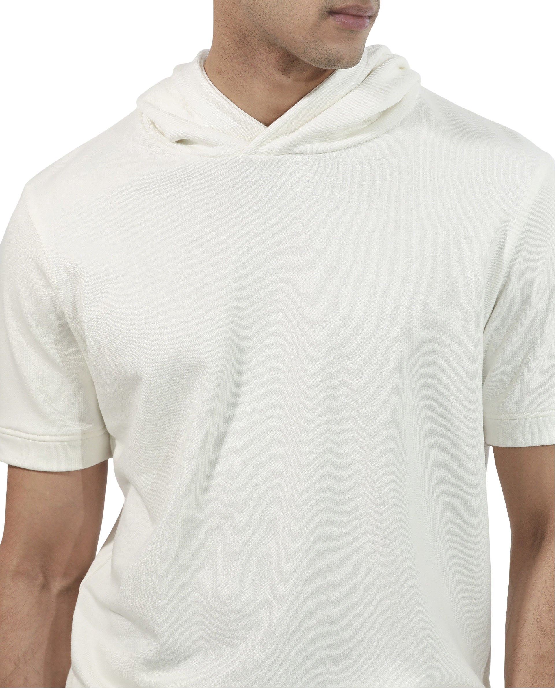Rare Rabbit Mens Shood Off White Sweatshirt Short Sleeve Hooded Solid - Image 5