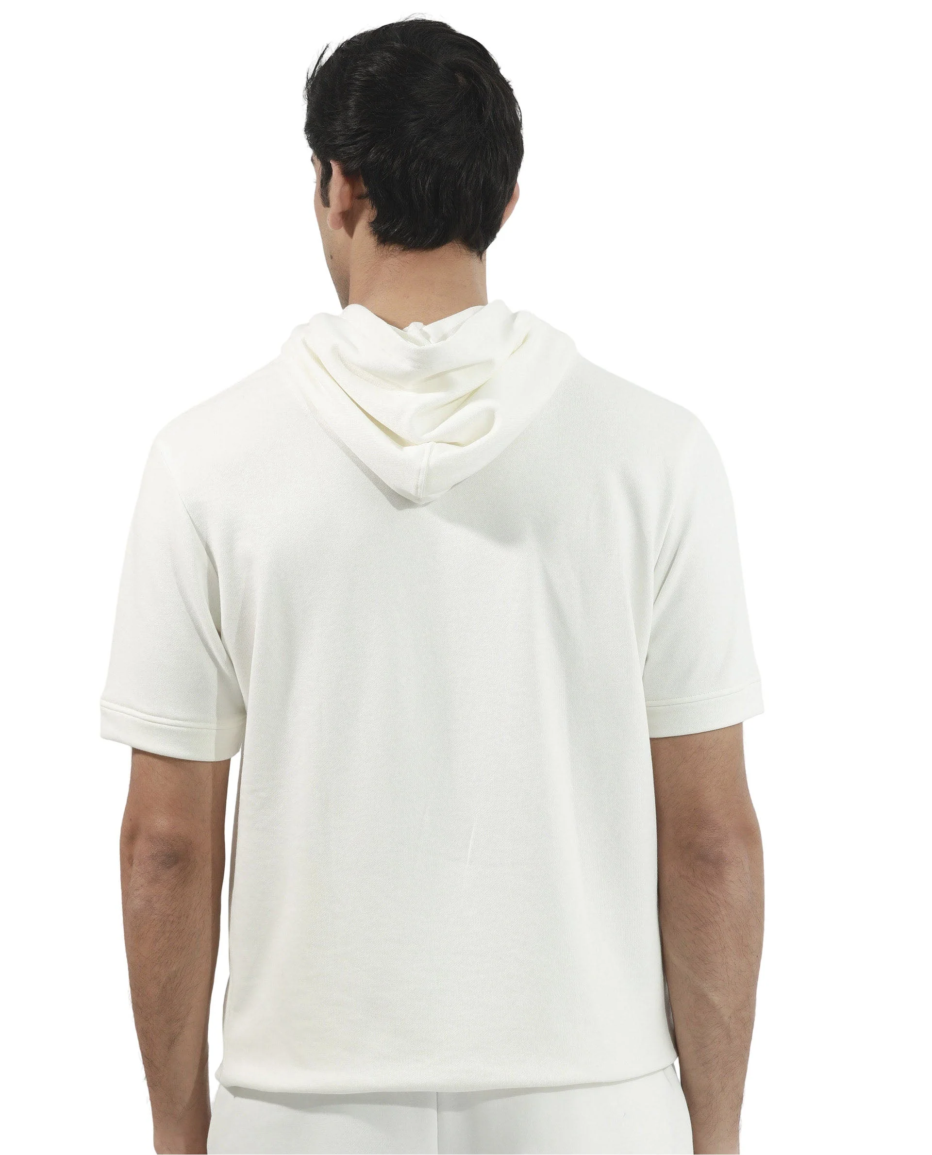 Rare Rabbit Mens Shood Off White Sweatshirt Short Sleeve Hooded Solid - Image 9