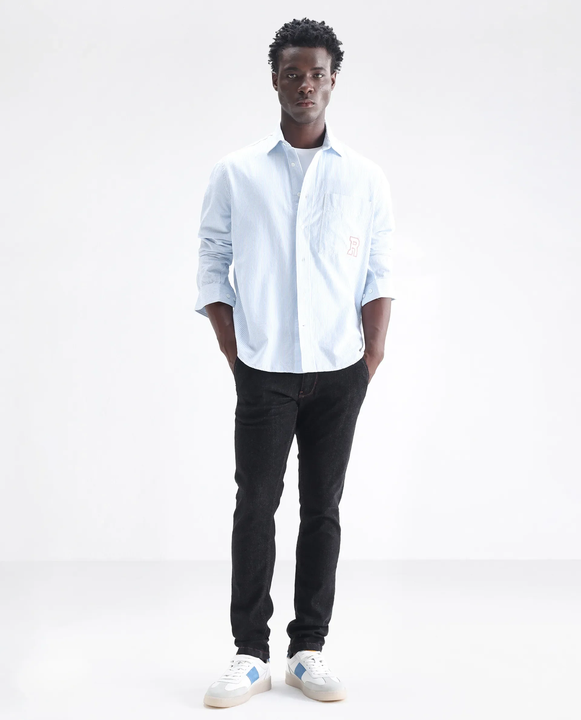 Rare Rabbit Men's Shooter Black Cotton Plain Hawk Slim Fit Jeans - Image 5