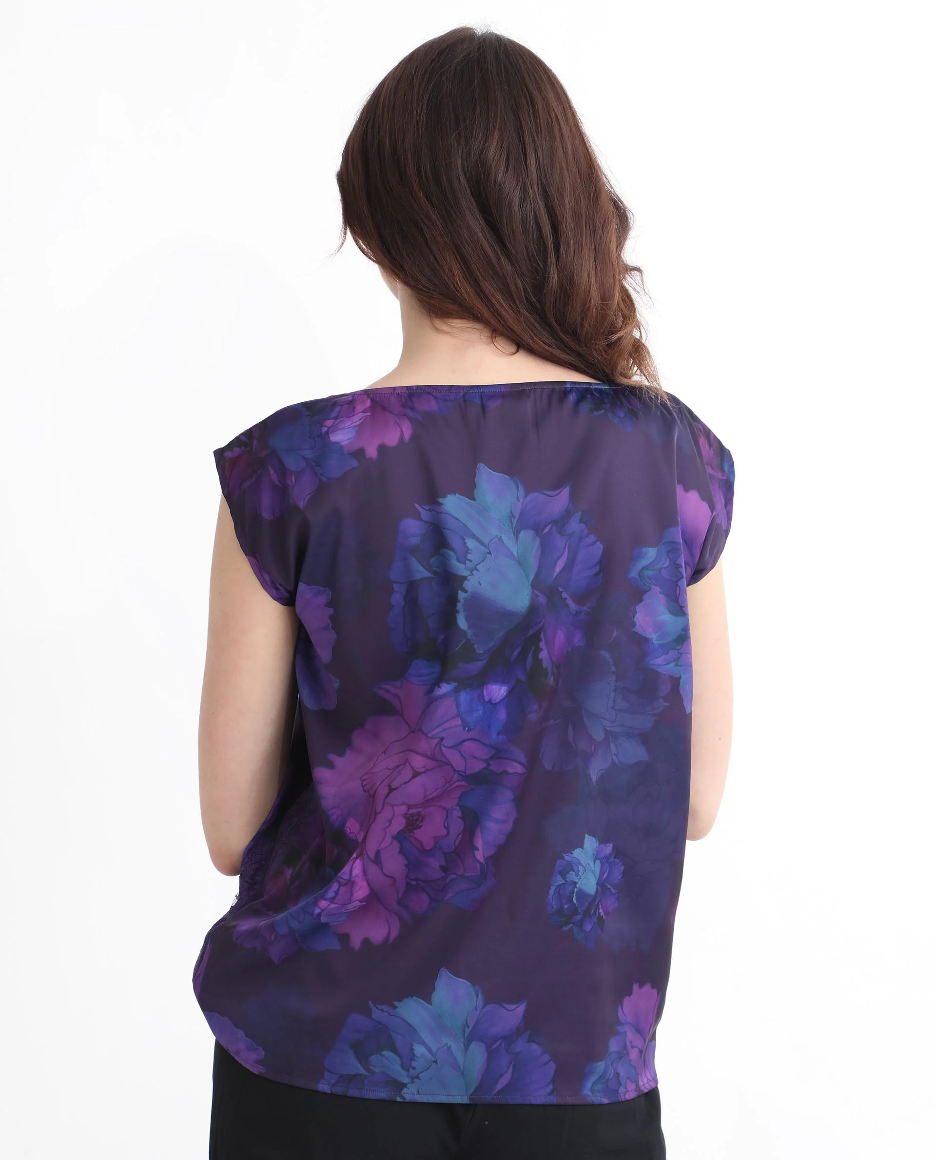Rareism Women's Showpo Purple Polyester Boat Neck Floral Print Extended Sleeves Regular Fit Top - Image 9