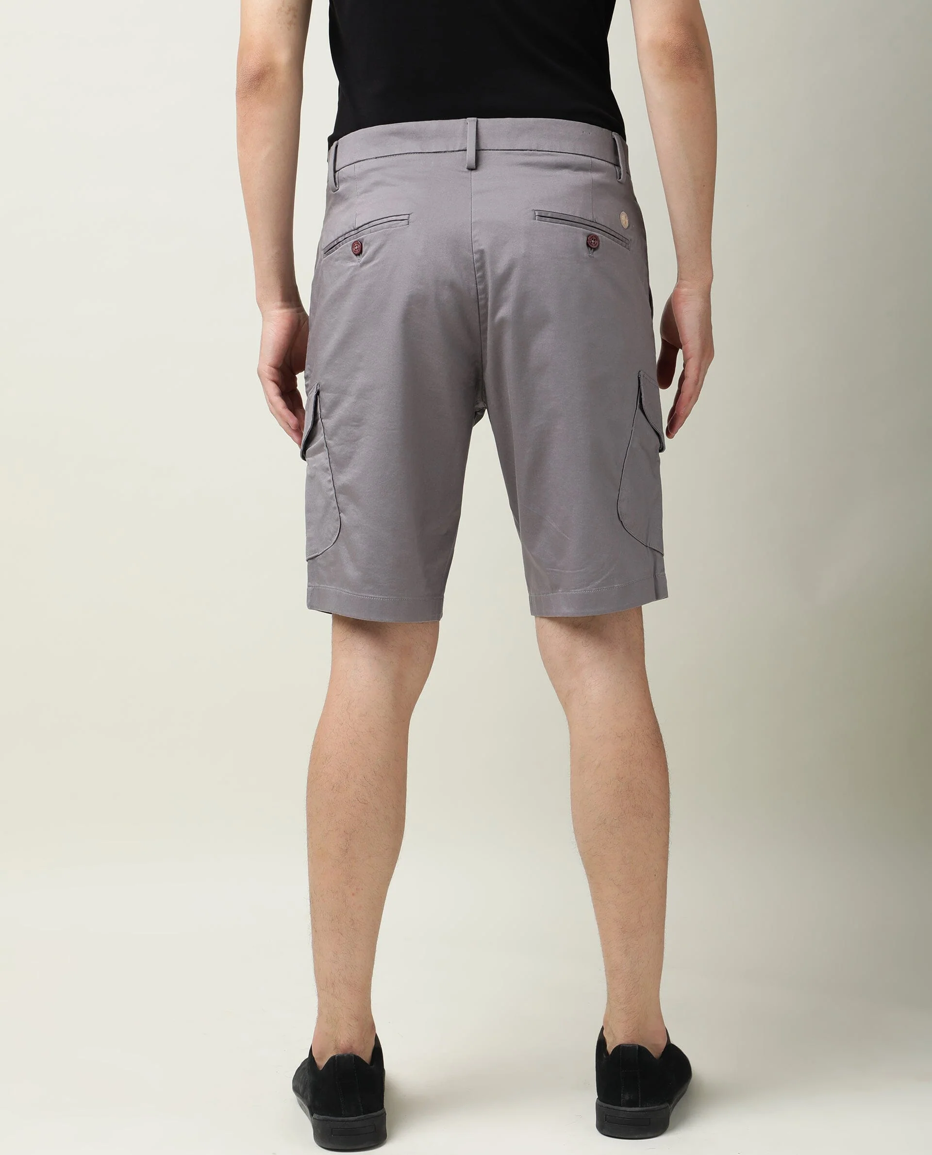 Rare Rabbit Men's Shows Grey Polyester Plain Regular Fit Shorts - Image 7