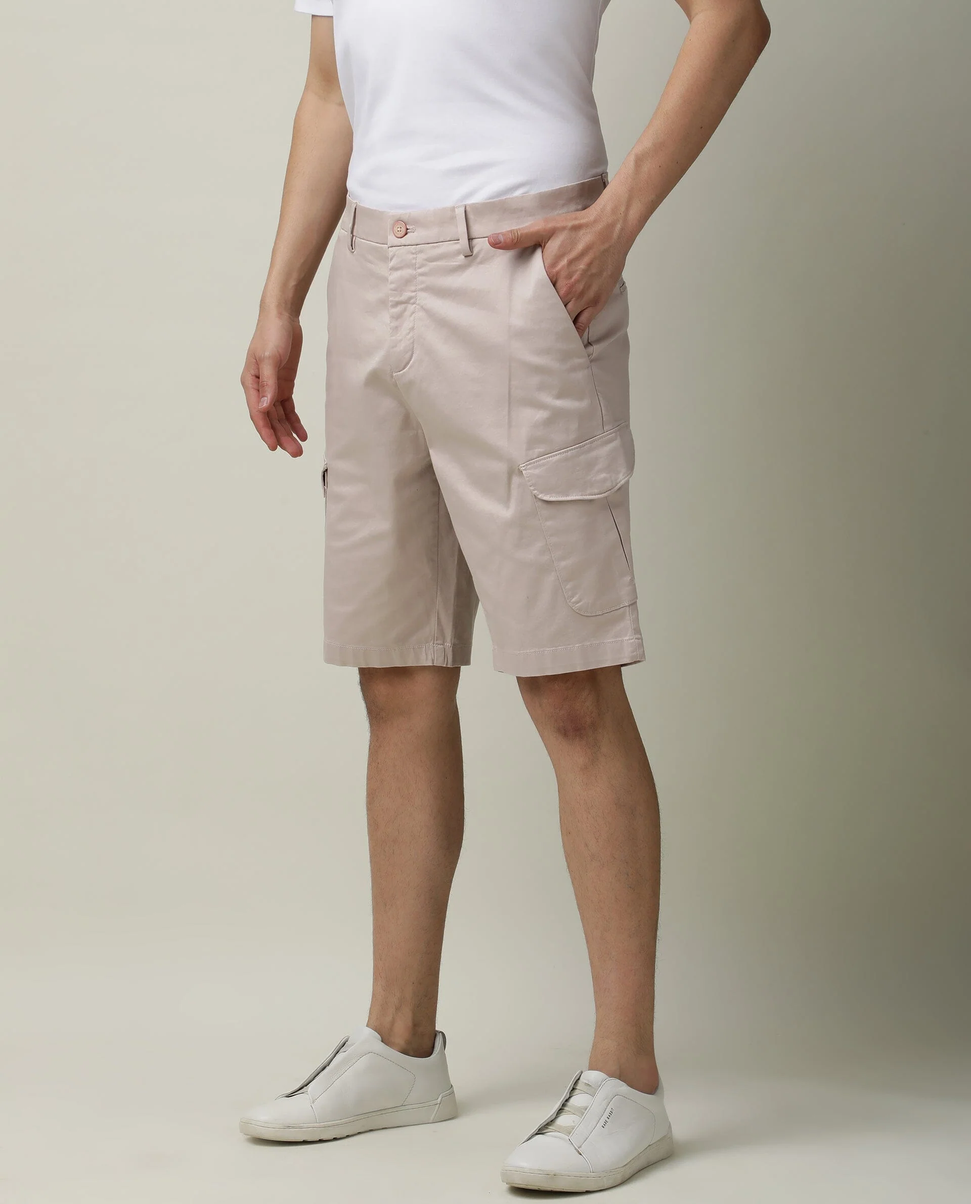 Rare Rabbit Men's Shows Pink Polyester Plain Regular Fit Shorts - Image 3