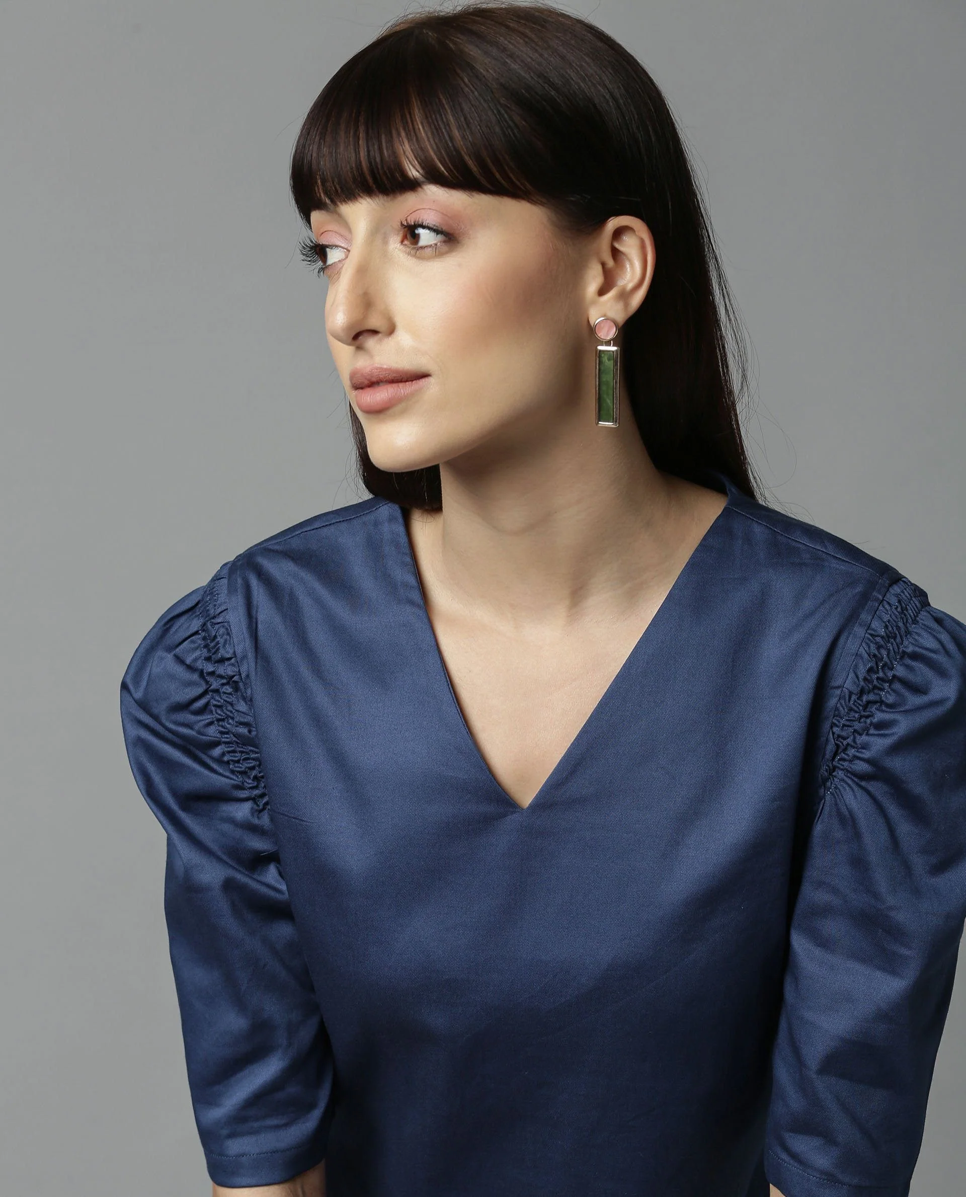 Rareism Women Shreli Blue Dress Short Sleeves Solid - Image 2