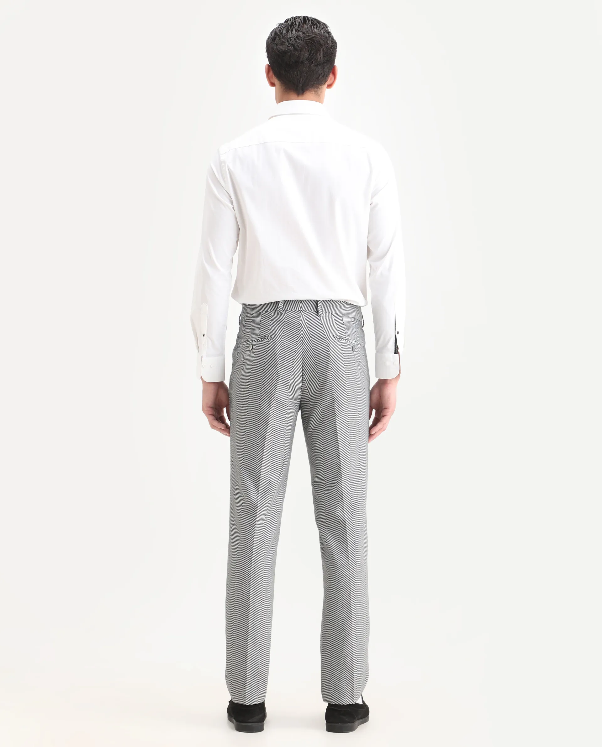 Rare Rabbit Men's Sierres Light Grey Viscose Textured Tailored Fit Full Sleeve Lapel Neck Suits - Image 10