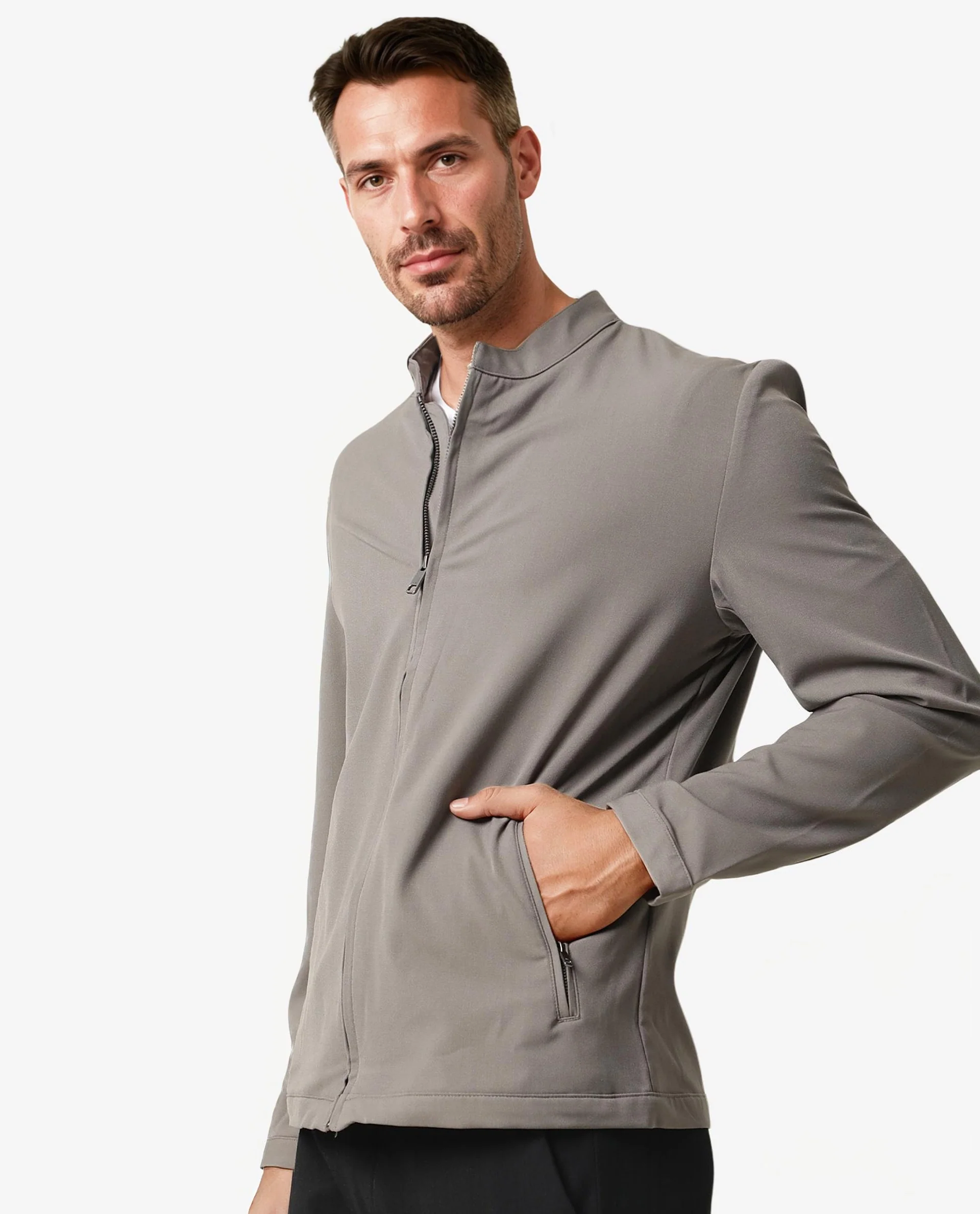 Rare Rabbit Men's Sign-2 Beige Plain Regular Fit Full Sleeve Mandarin Collar Jacket - Image 6