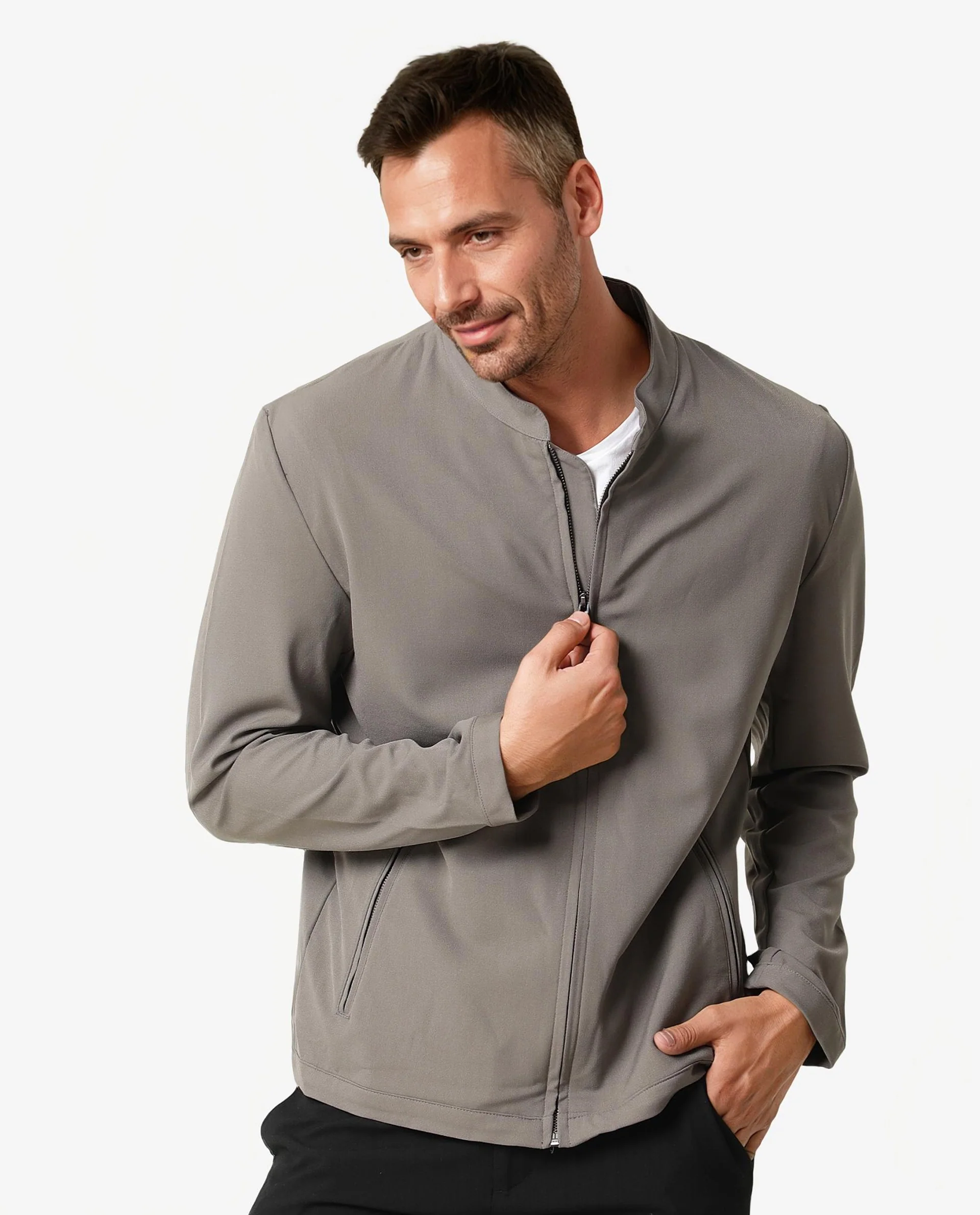 Rare Rabbit Men's Sign-2 Beige Plain Regular Fit Full Sleeve Mandarin Collar Jacket - Image 7