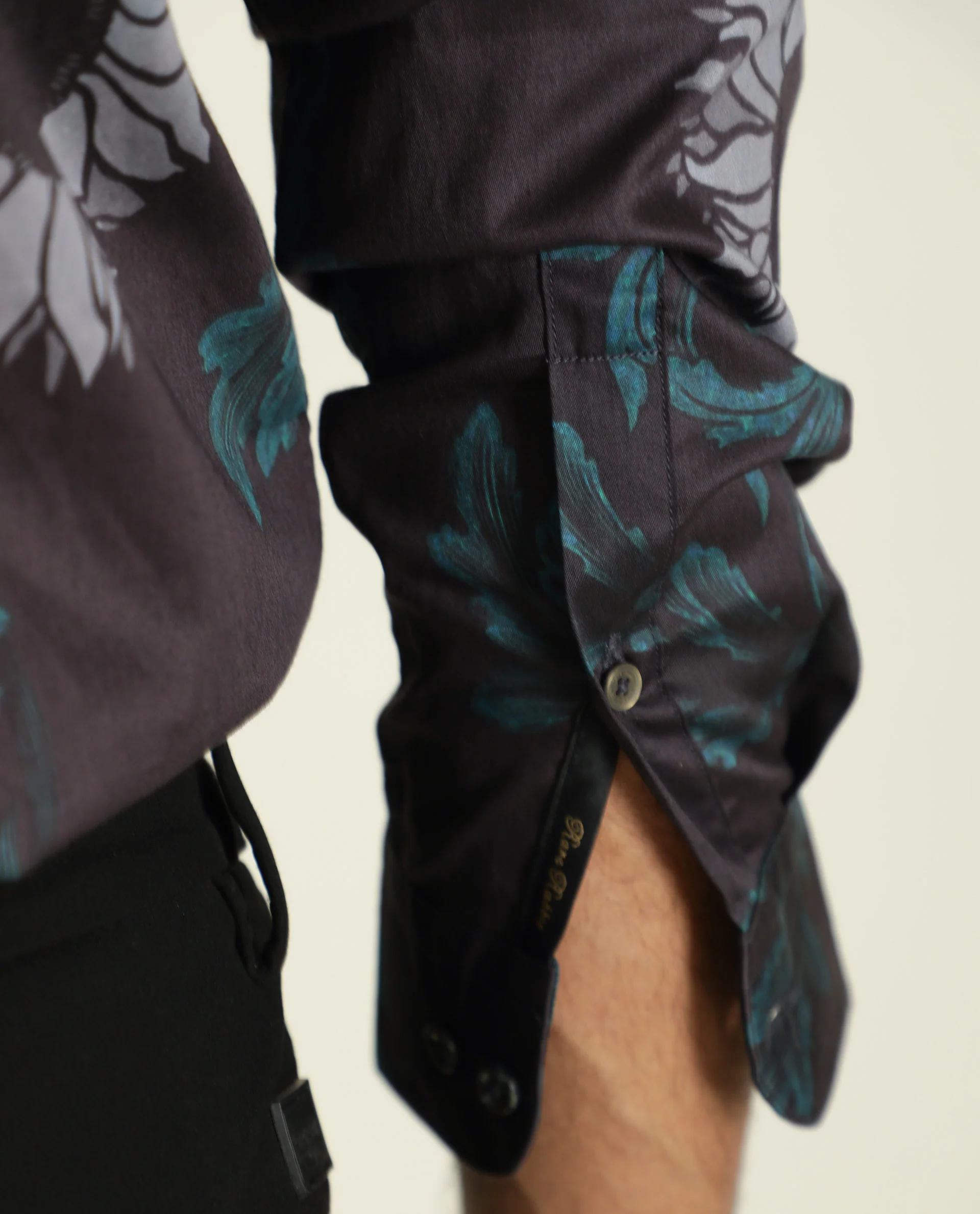 Rare Rabbit Men's Silbon Black Cotton Floral Print Regular Fit Full Sleeve Collared Shirt - Image 5