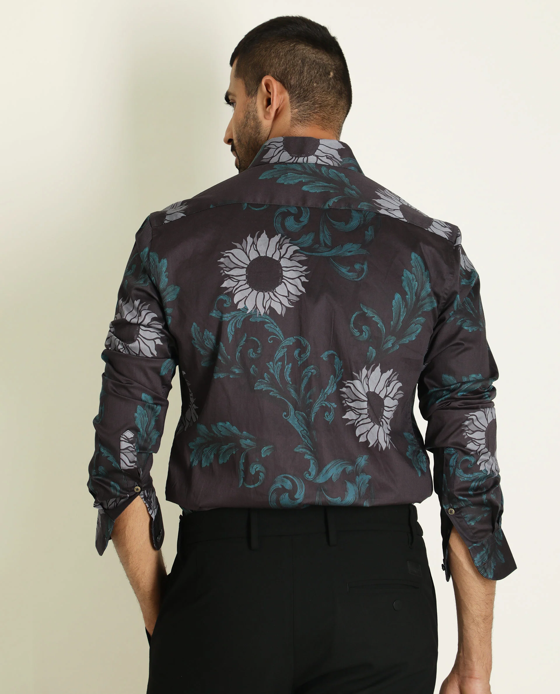 Rare Rabbit Men's Silbon Black Cotton Floral Print Regular Fit Full Sleeve Collared Shirt - Image 7