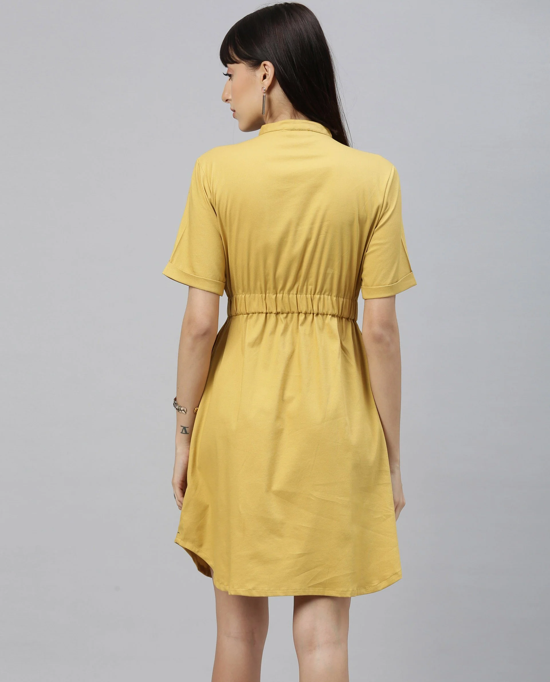 Rareism Women Silva Yellow Dress Short Sleeves Solid - Image 4