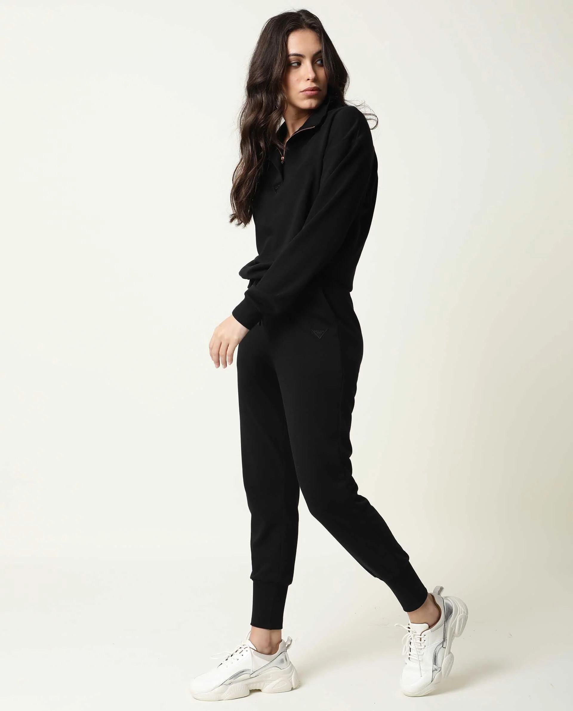 Rareism Women's Simp-1 Black Polyester Blend Plain Ankle Length Regular Fit Track Pant - Image 4