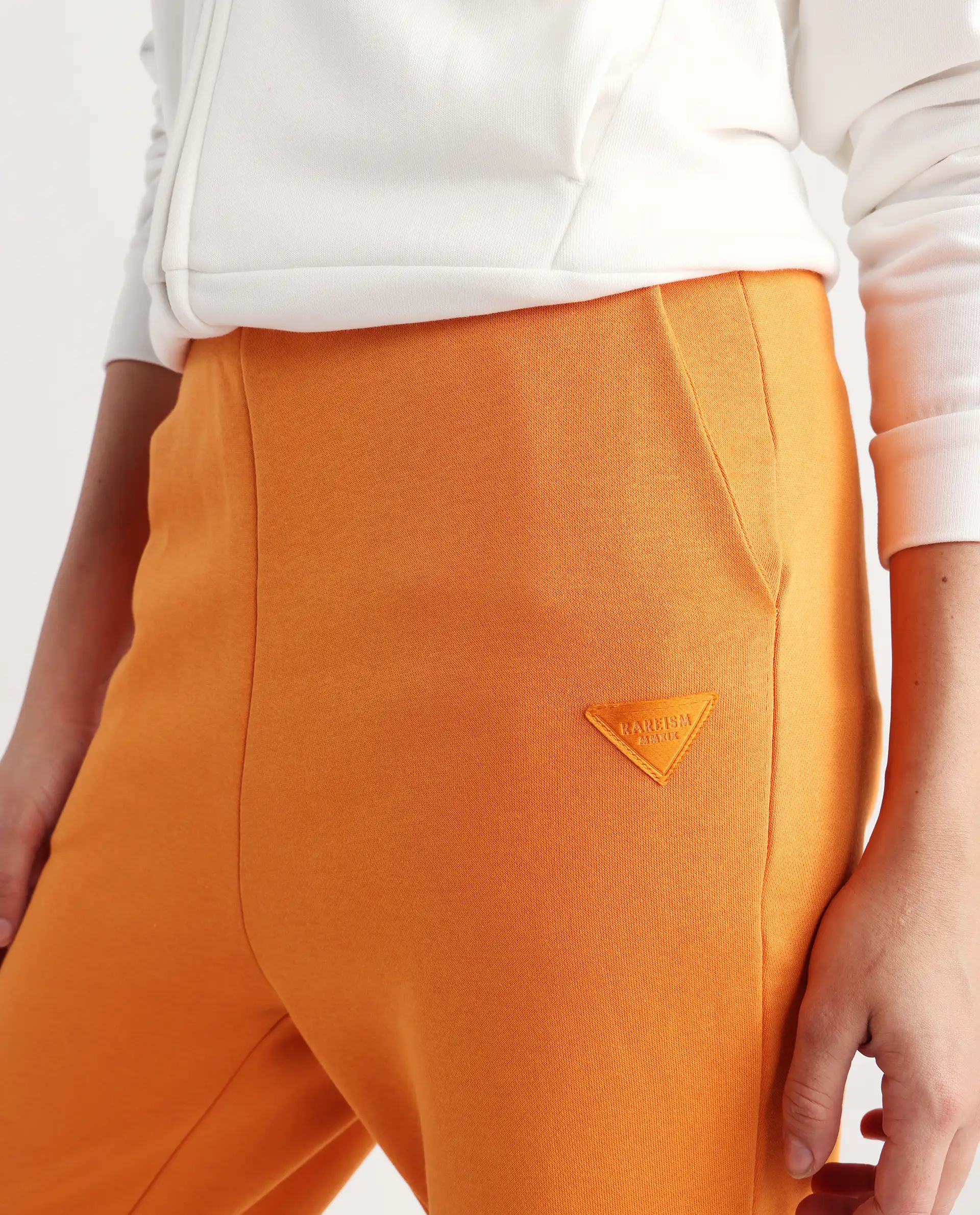 Rareism Women's Simp-1 Orange Polyester Blend Plain Ankle Length Tailored Track Pant - Image 5