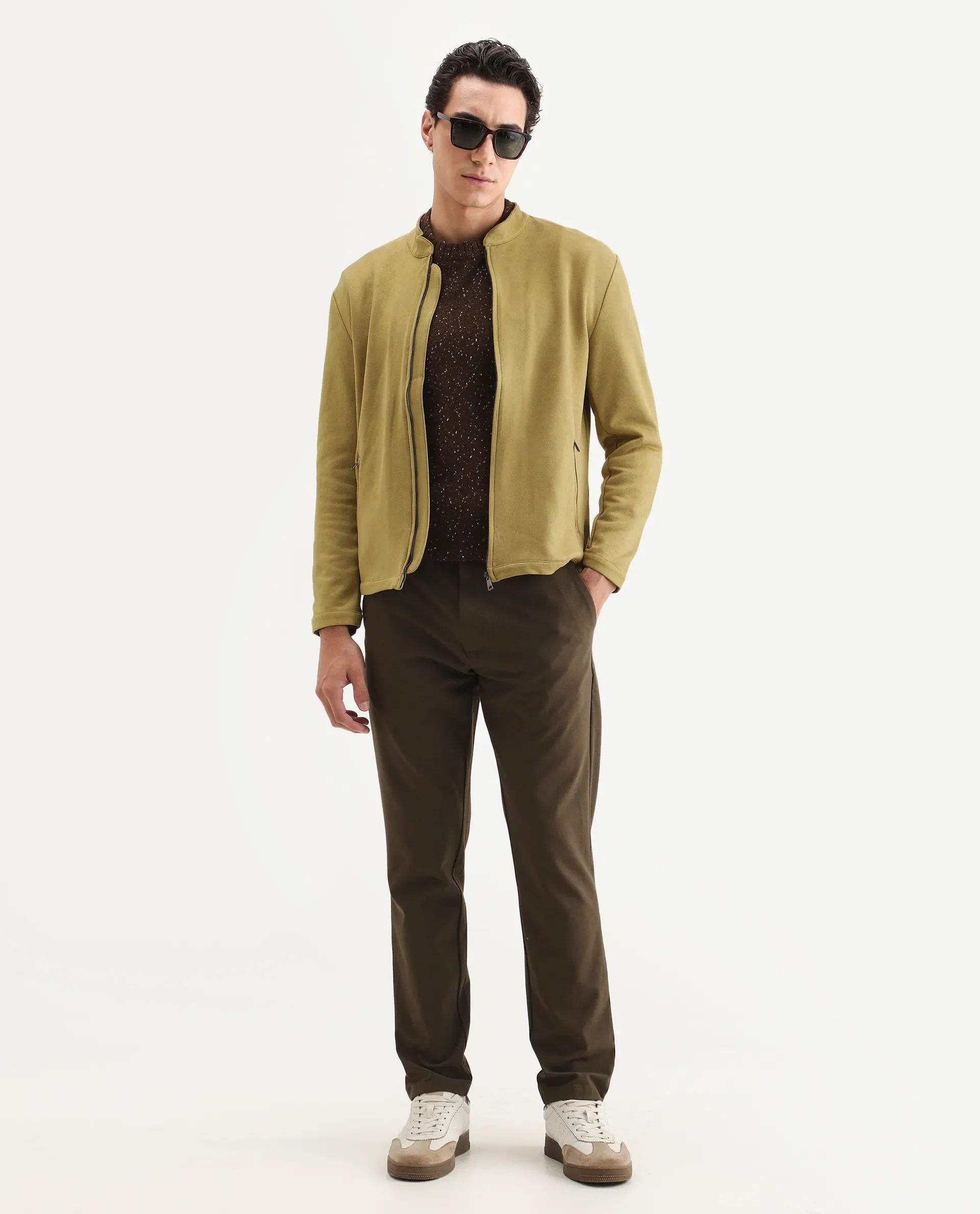 Rare Rabbit Men's Sink Green Plain Regular Fit Full Sleeve Mandarin Collar Jacket - Image 2