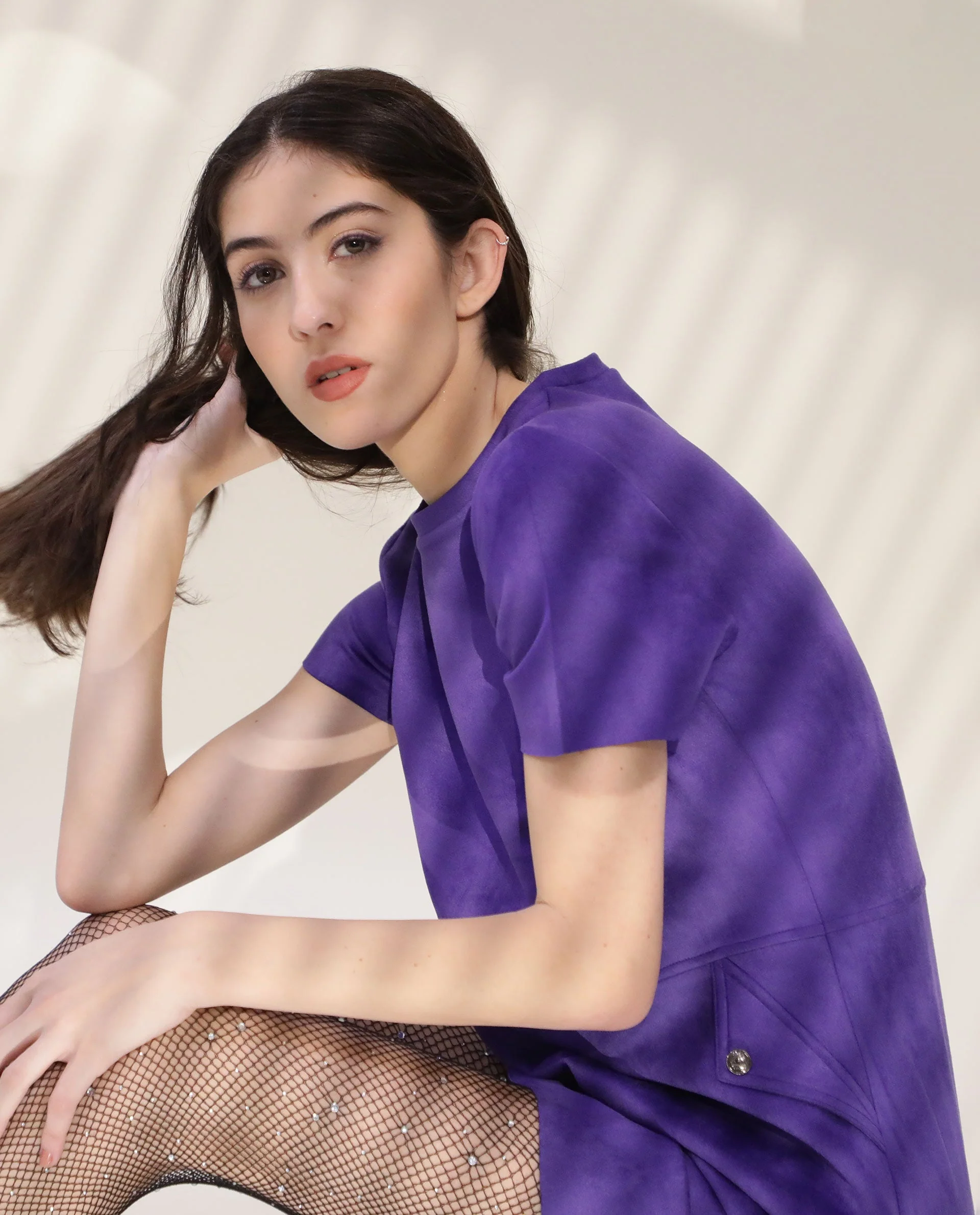 Rareism Women Sions Purple Round Neck Short Sleeves Mini Dress - Image 12