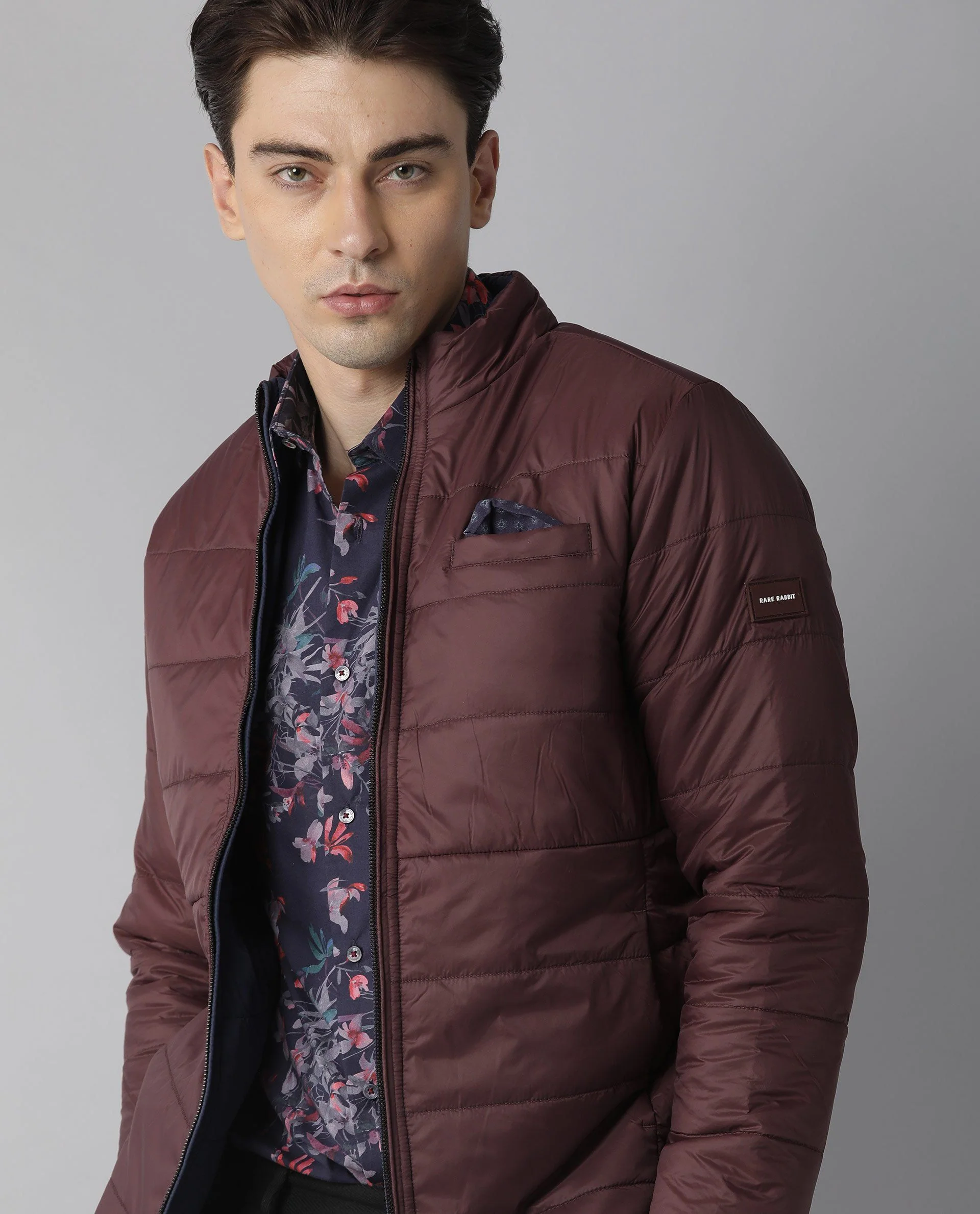 Rare Rabbit Men's Sirex Navy Nylon Plain Regular Fit Full Sleeve High Neck Jacket - Image 2
