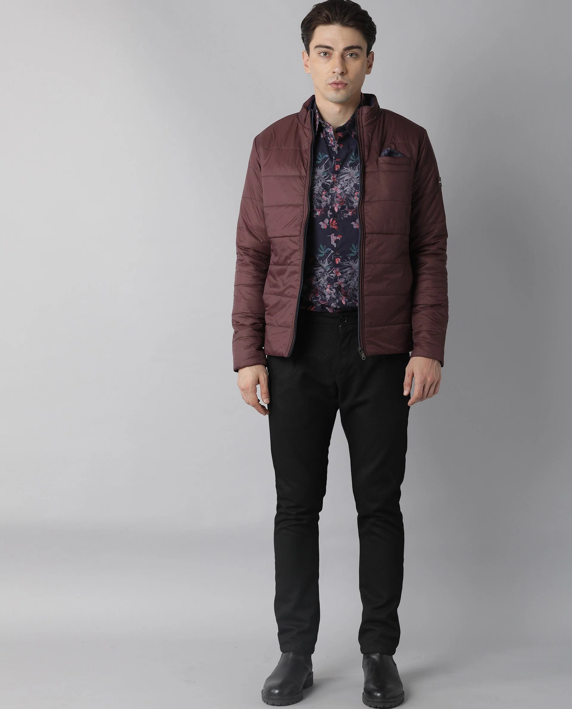 Rare Rabbit Men's Sirex Navy Nylon Plain Regular Fit Full Sleeve High Neck Jacket - Image 7
