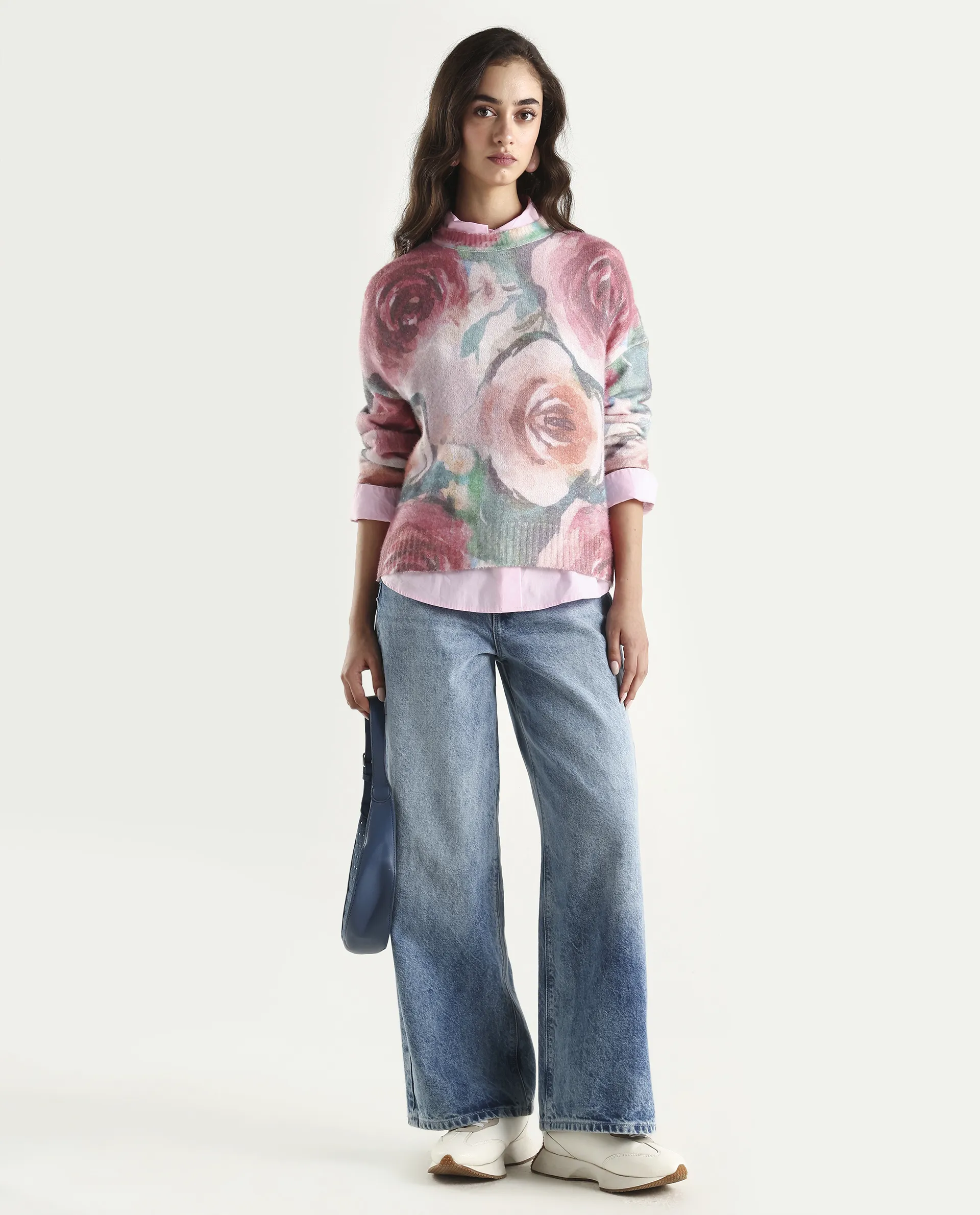 Rareism Women's Siri-R Dusky Multi Acrylic Blend Relaxed Fit Printed Sweater - Image 2