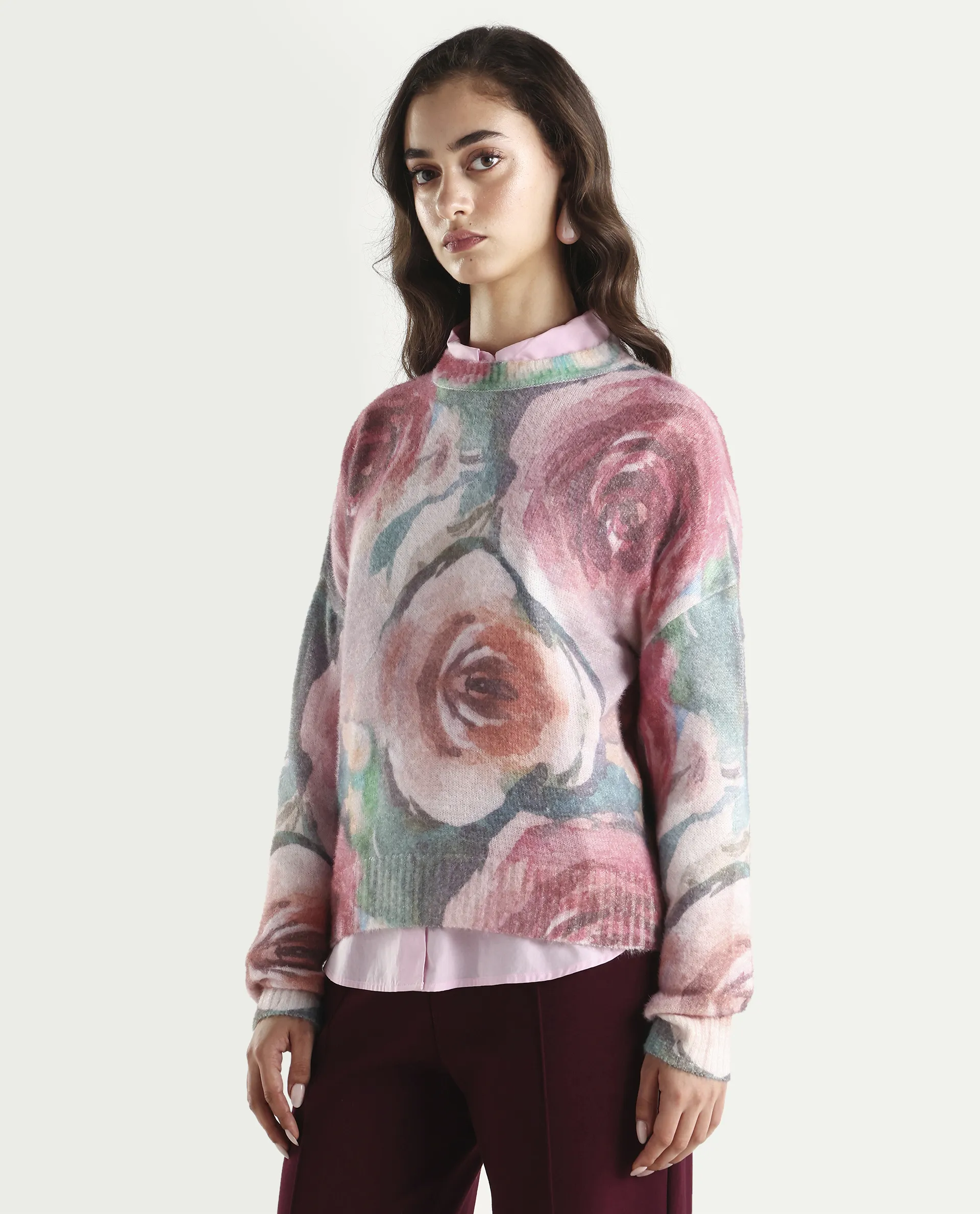 Rareism Women's Siri Dusky Multi Acrylic Blend High Neck Relaxed Fit Sweater - Image 5