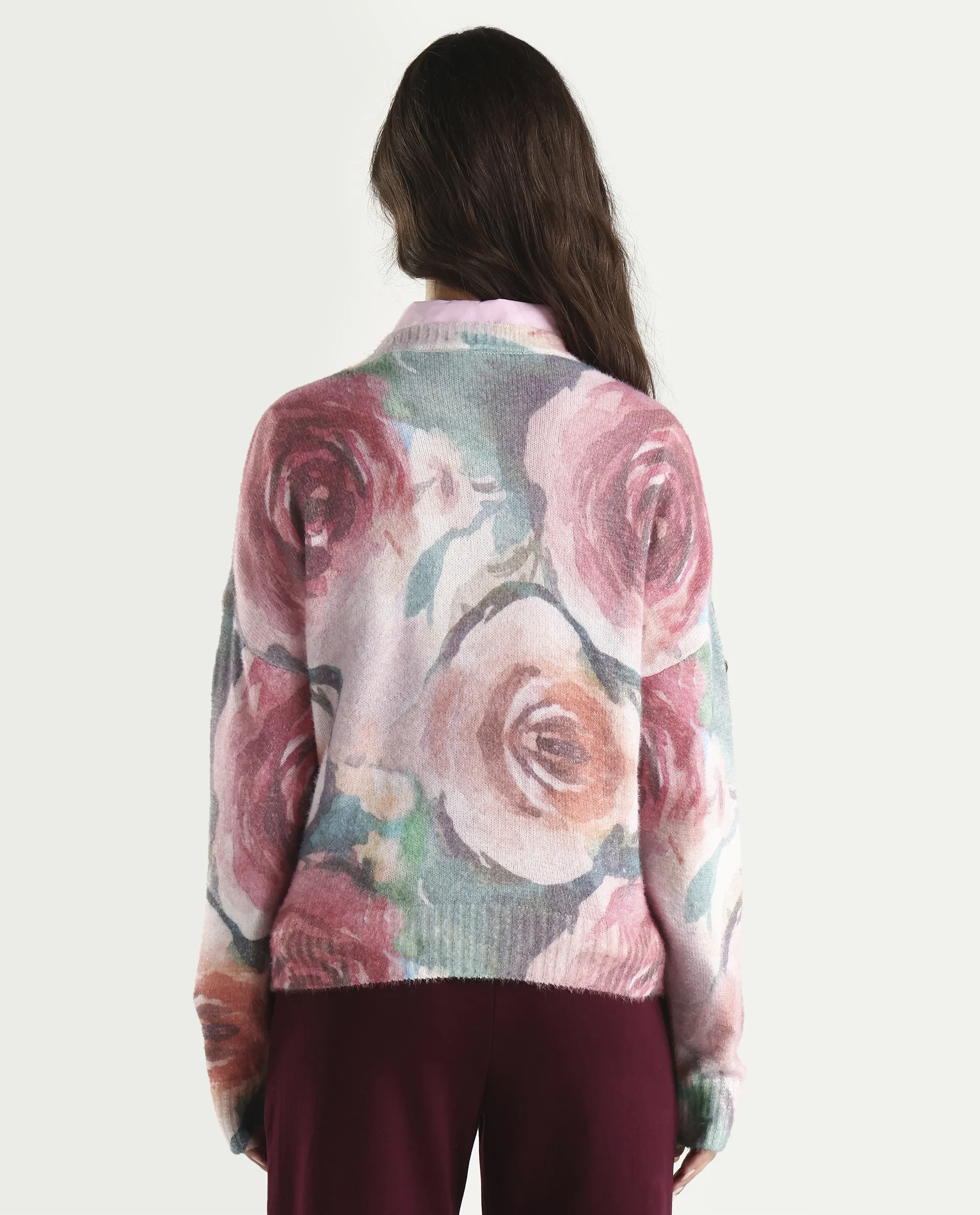 Rareism Women's Siri Dusky Multi Acrylic Blend High Neck Relaxed Fit Sweater - Image 7