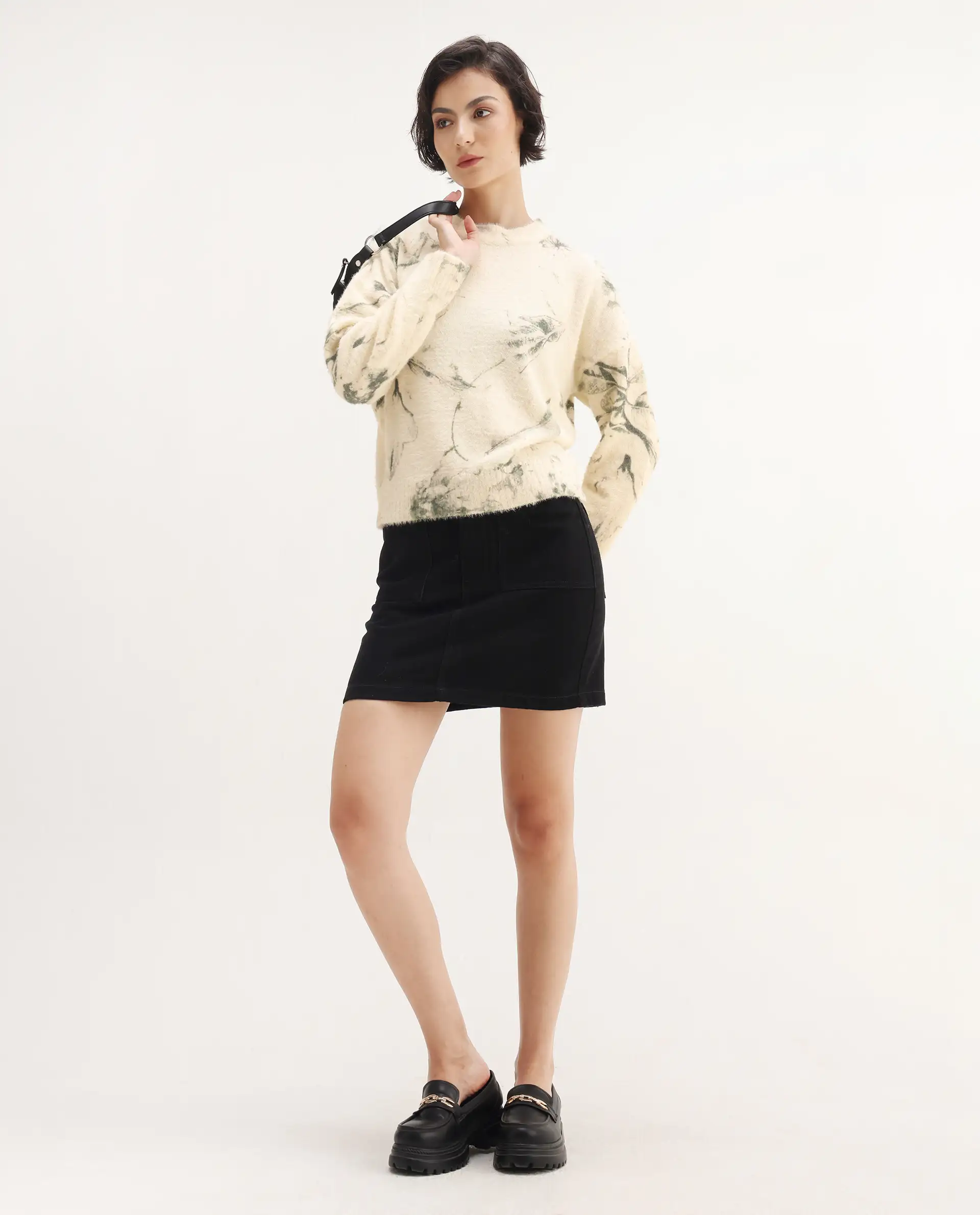 Rareism Women's Siriam Light Multi Acrylic Blend Crew Neck Relaxed Fit Sweater - Image 2