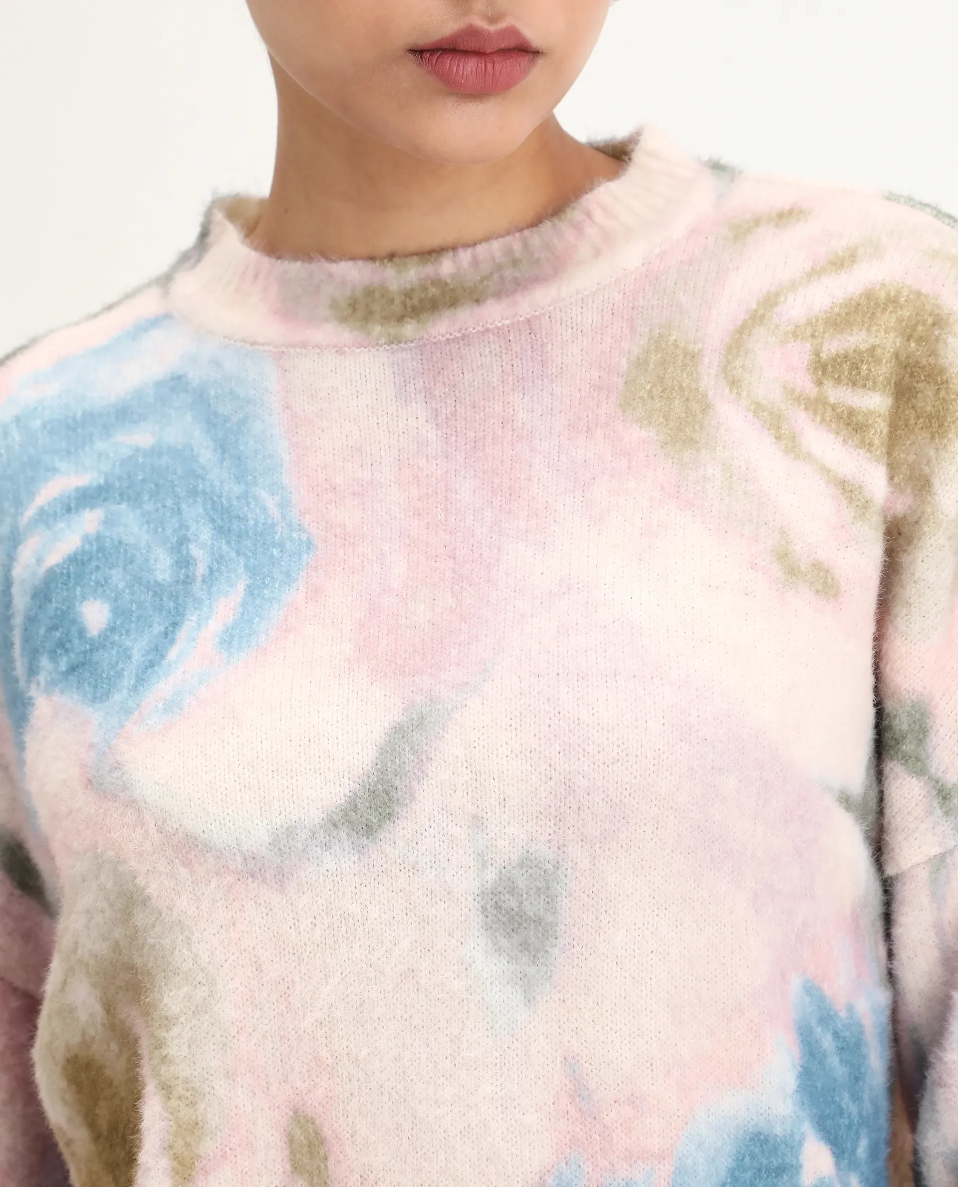 Rareism Women's Siril Dusky Multi Acrylic Blend Crew Neck Relaxed Fit Sweater - Image 5