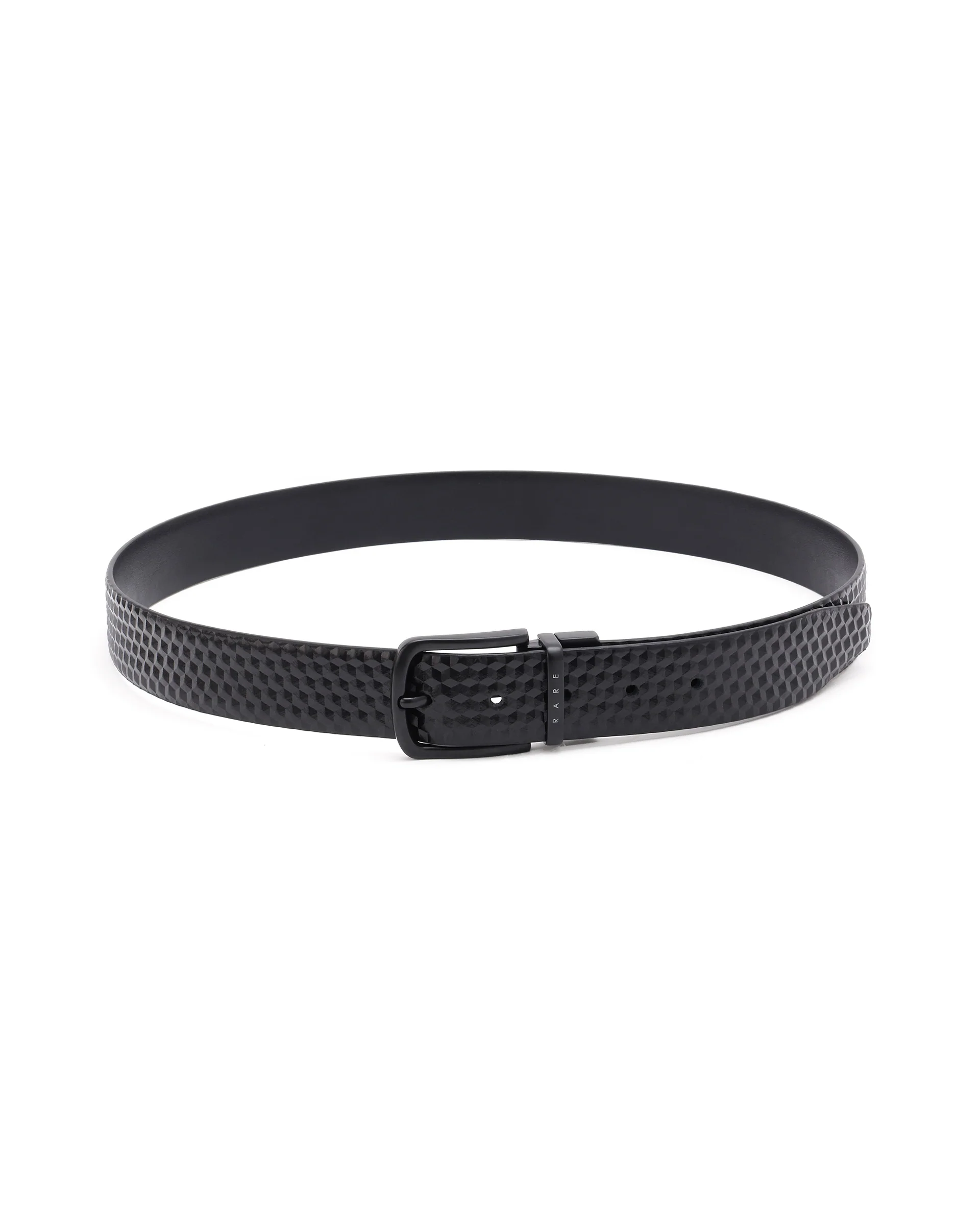 Rare Rabbit Men's Sirius Black Reversible Textured Pattern Genuine Leather Belt - Image 3