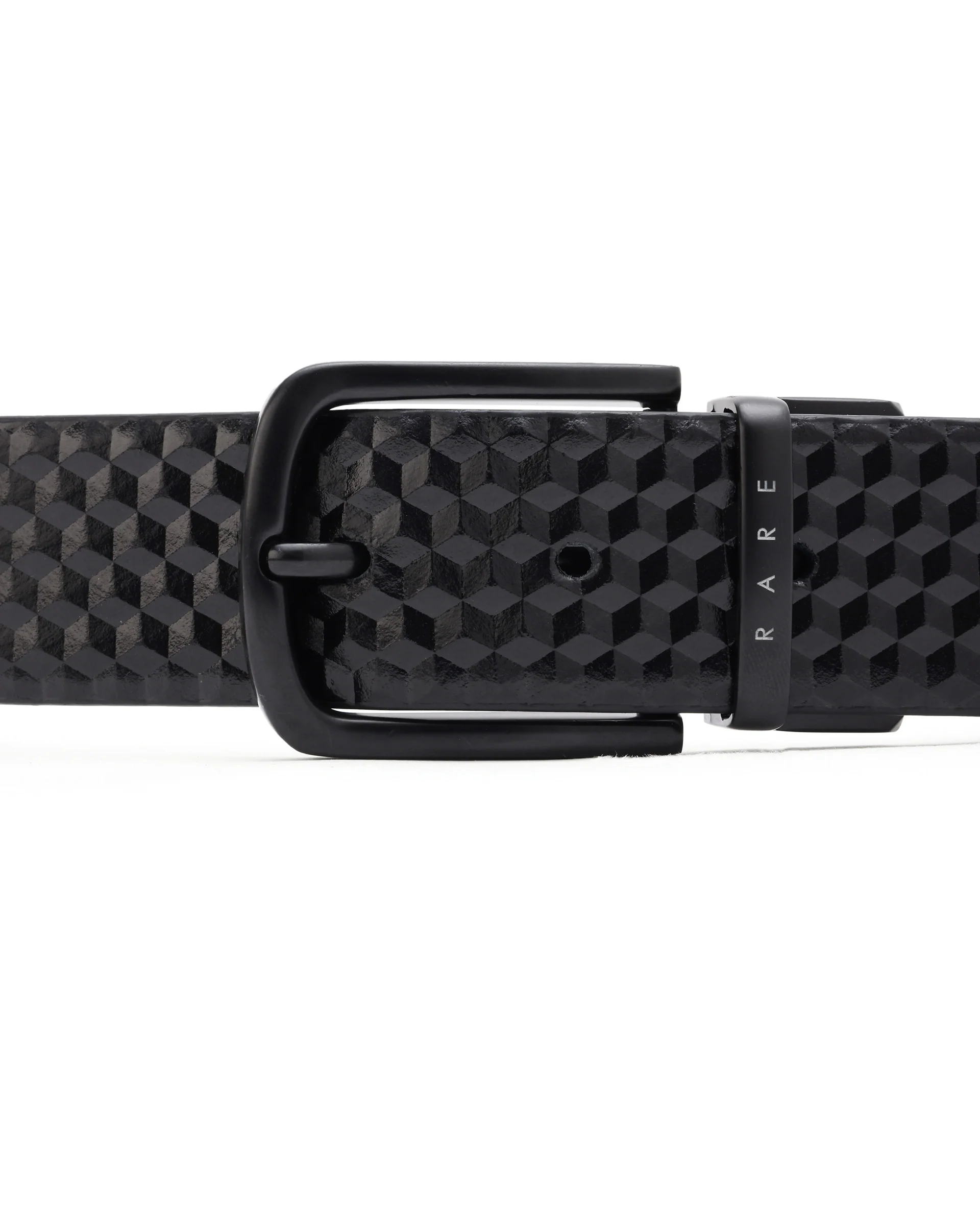 Rare Rabbit Men's Sirius Black Reversible Textured Pattern Genuine Leather Belt - Image 4
