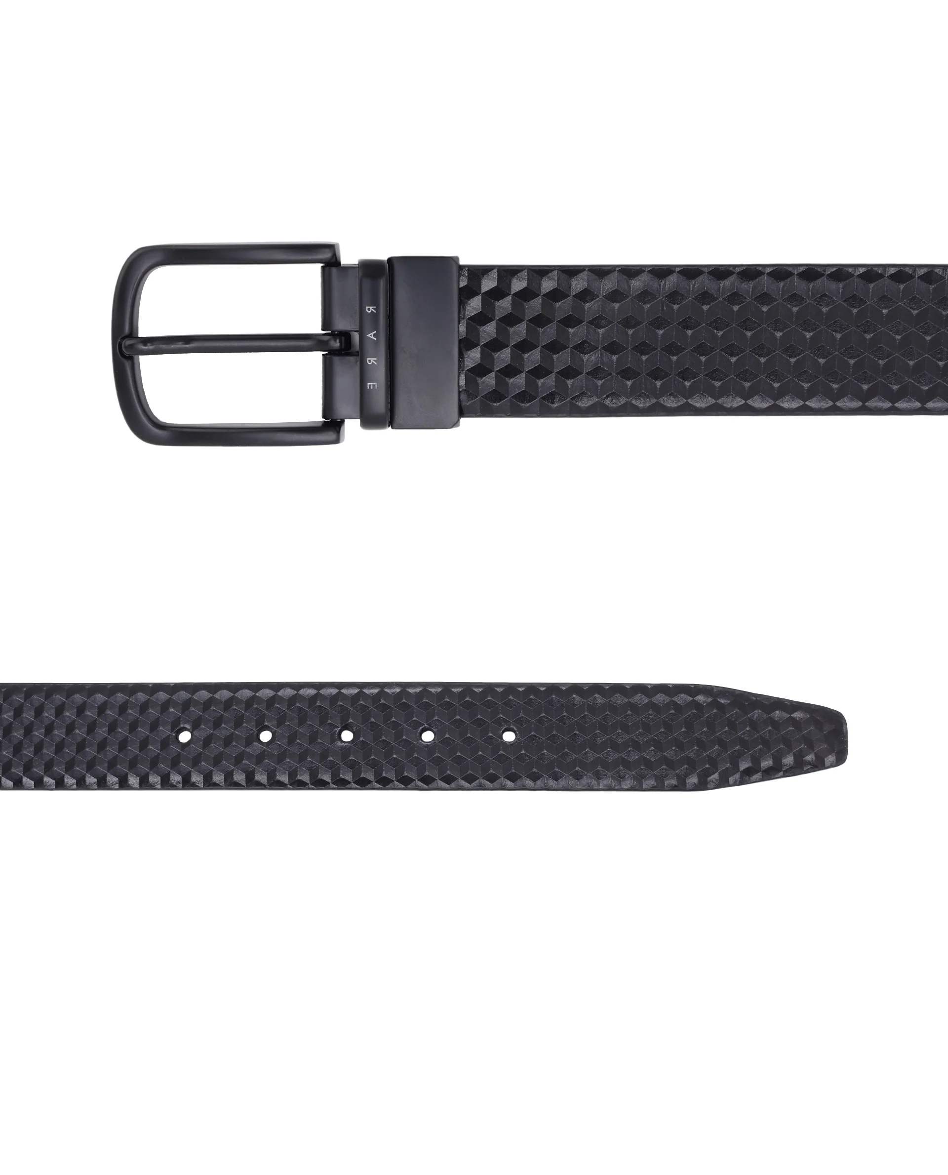 Rare Rabbit Men's Sirius Black Reversible Textured Pattern Genuine Leather Belt - Image 5