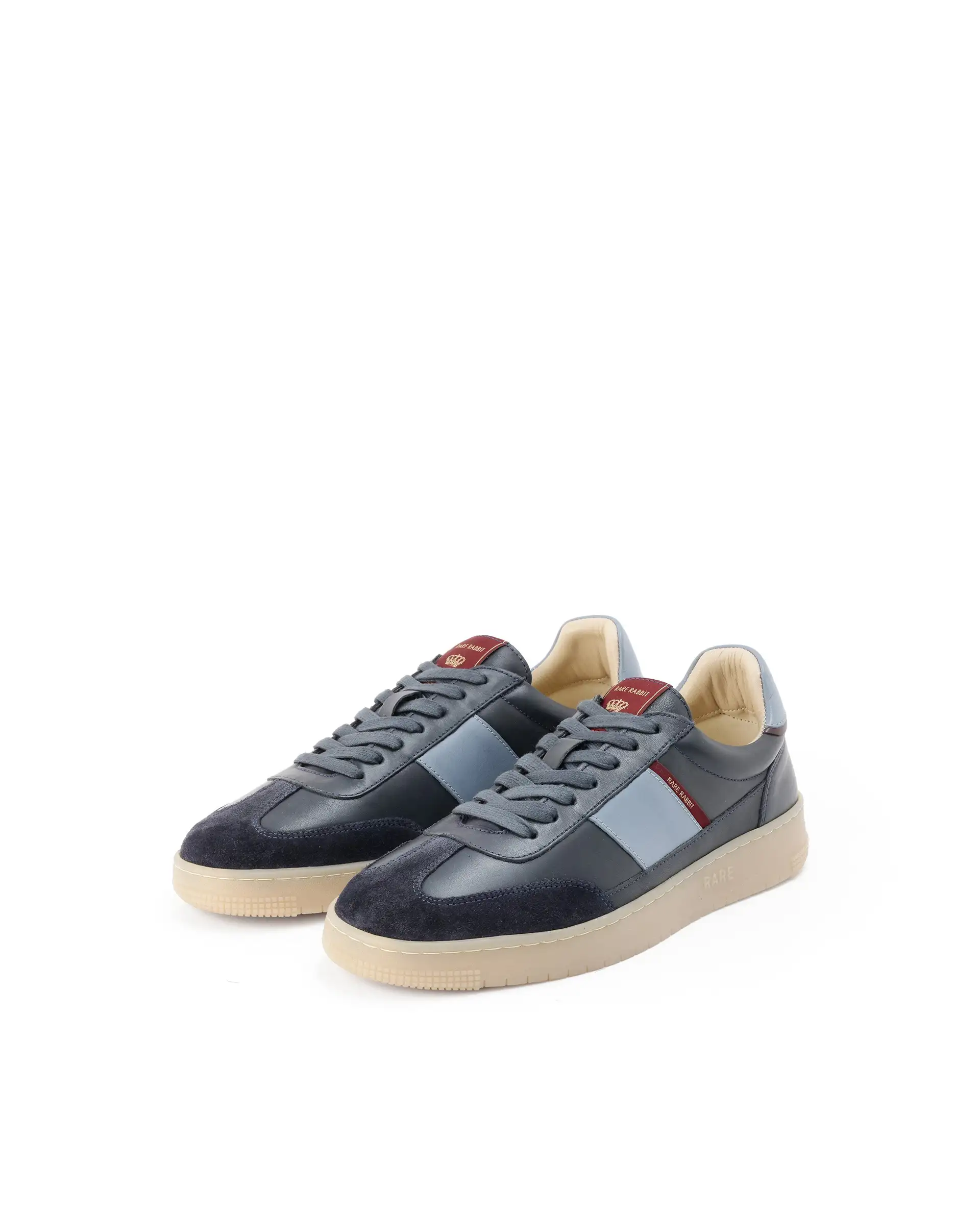Rare Rabbit Men's Sirius Blue Leather Upper Round Toe Low-Top Lace-Up Sneaker Shoes - Image 3