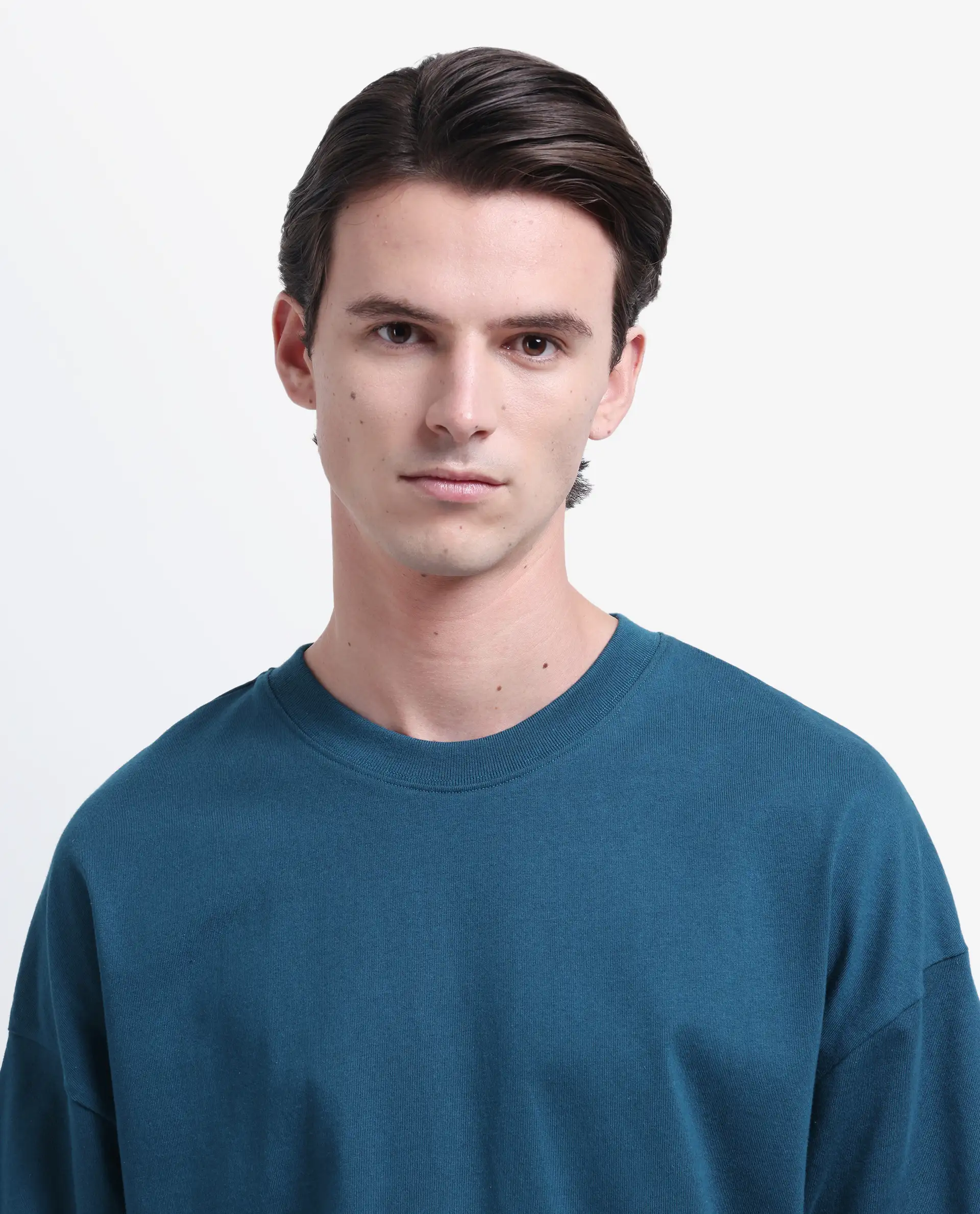 Rare Rabbit Men's Siwa Dark Teal Cotton Printed Oversized Fit Half Sleeve Crew Neck T-Shirt - Image 6