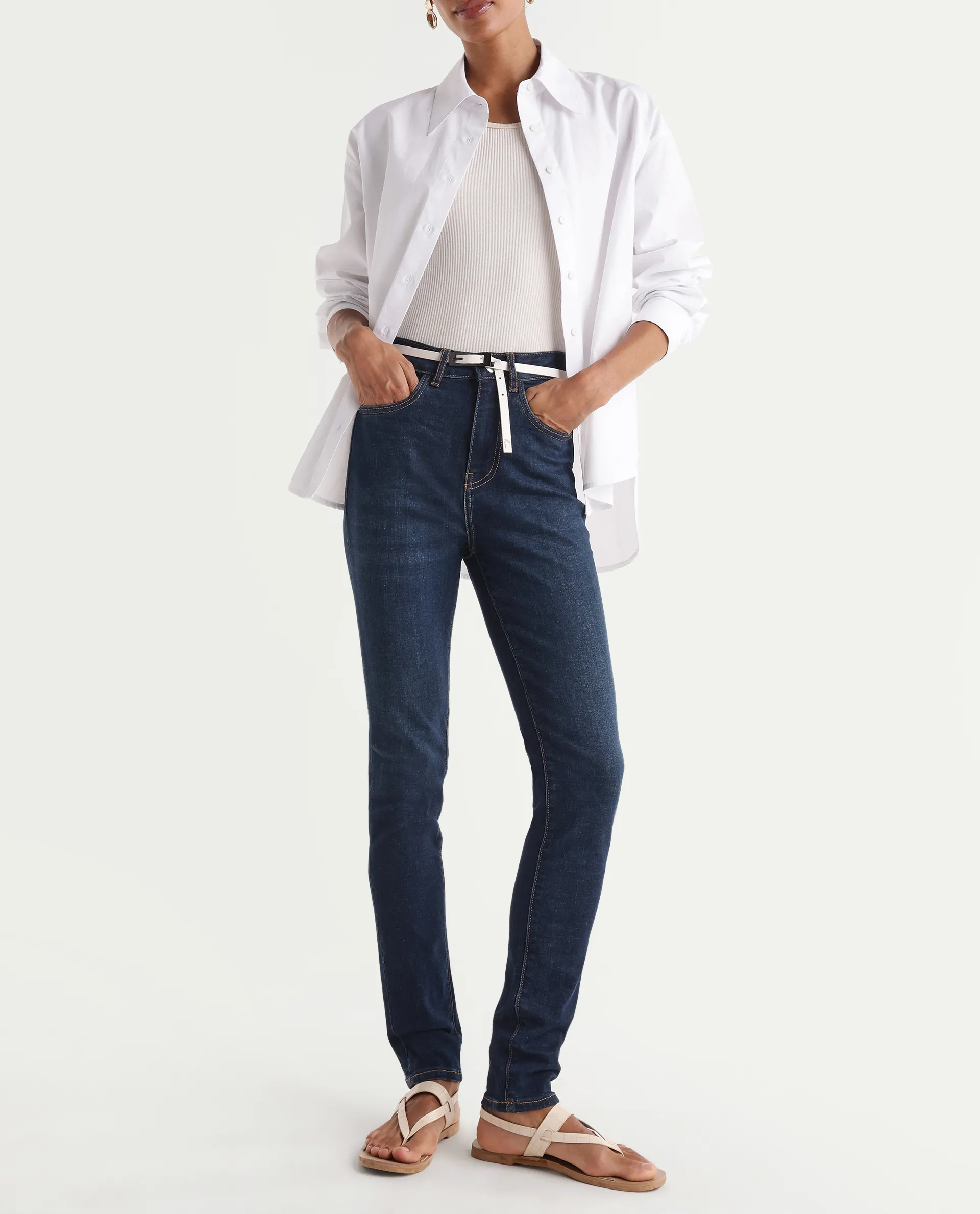 Rareism Women's Skenyo Dark Navy Cotton Blend Skinny Fit Plain Jeans - Image 2