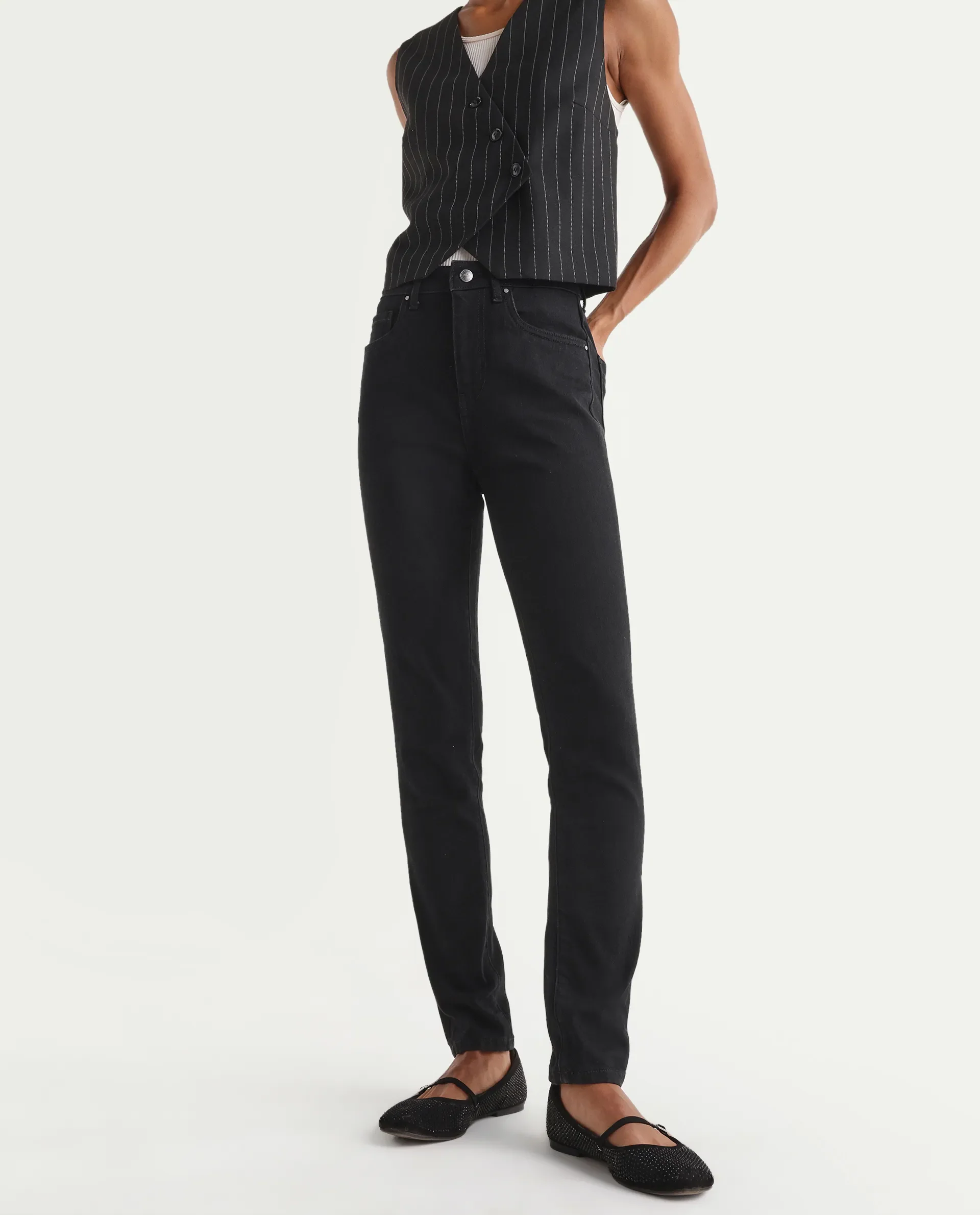 Rareism Women's Skenyob Black Cotton Blend Skinny Fit Plain Jeans - Image 2