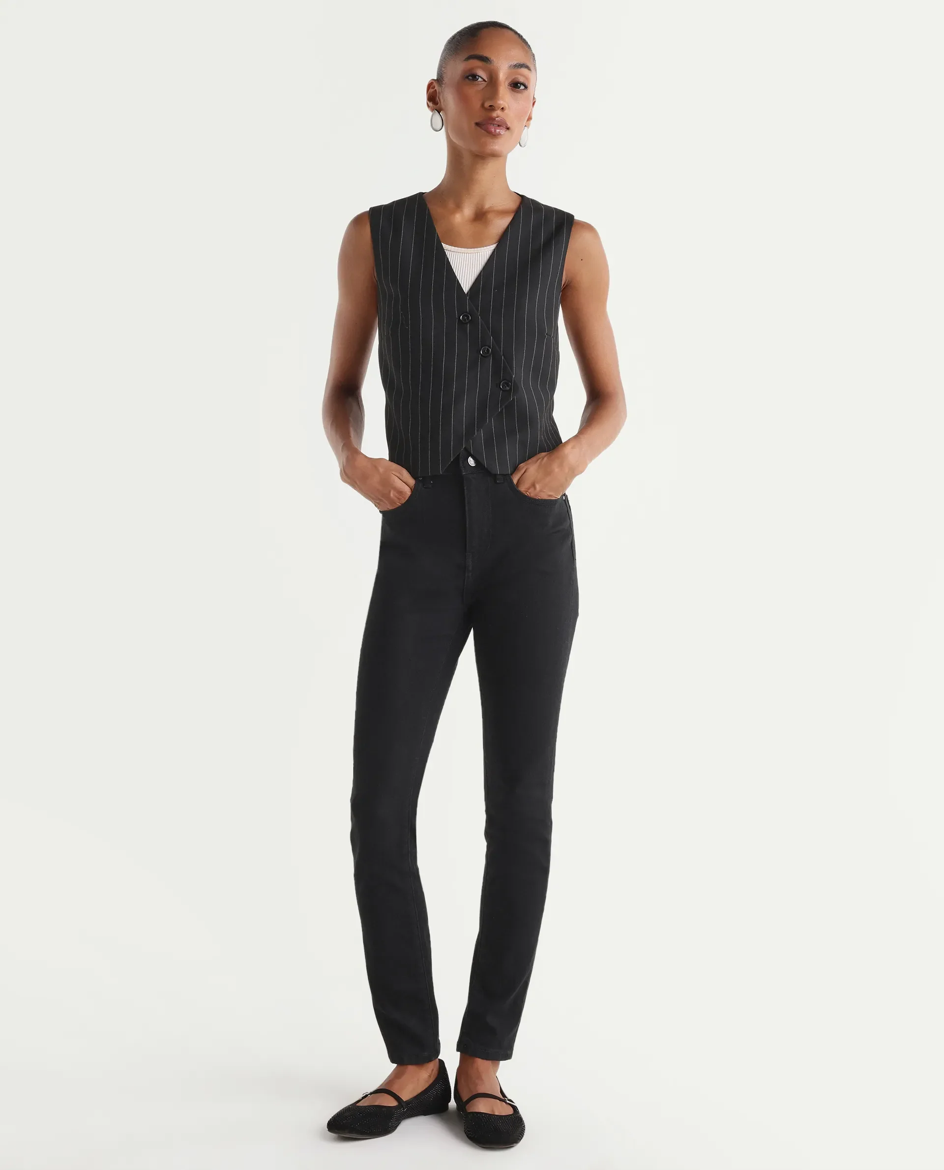 Rareism Women's Skenyob Black Cotton Blend Skinny Fit Plain Jeans - Image 3