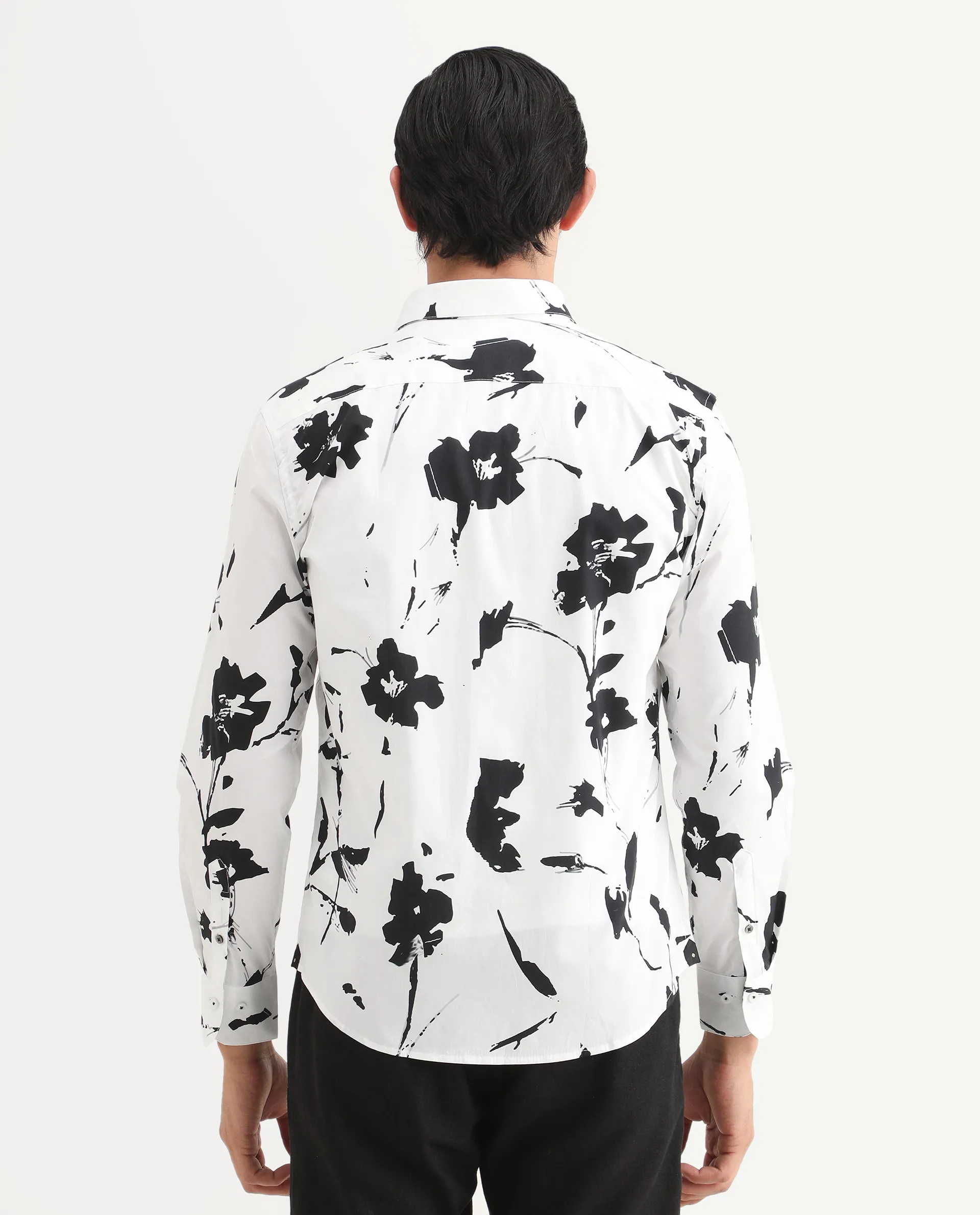 Rare Rabbit Men's Sketcherr Offwhite Cotton Floral Print Regular Fit Full Sleeve Collared Shirt - Image 7