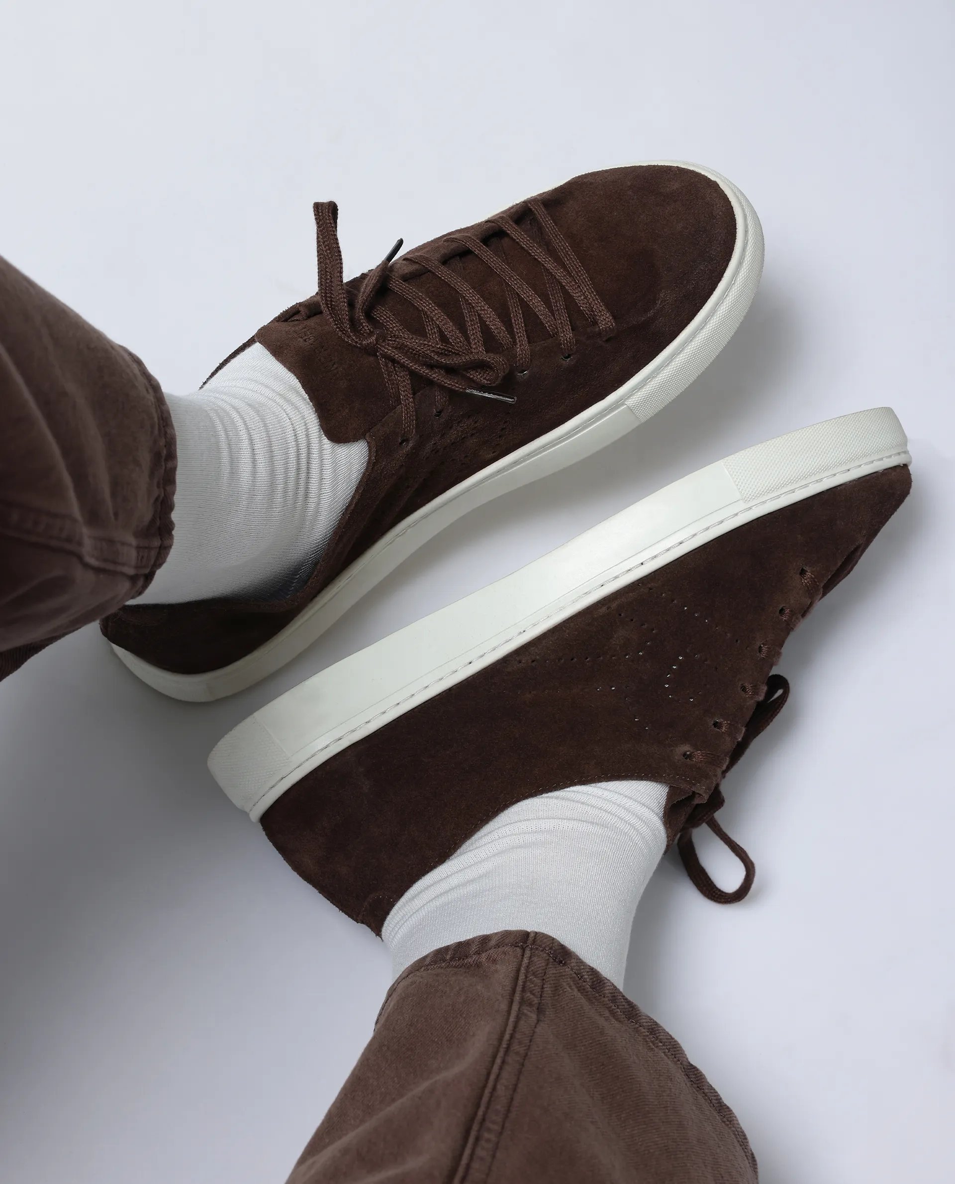 Rare Rabbit Men Skin Brown Genuine Suede Monotone Upper Low-Top Lace-Up Plain Shoes - Image 2