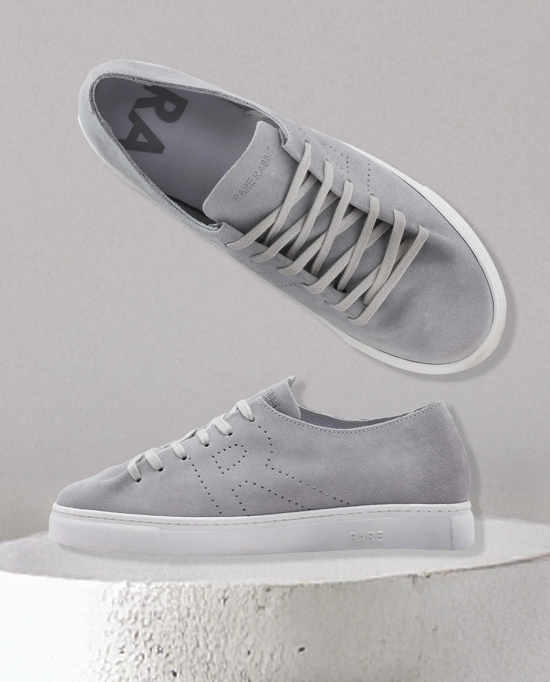 Rare Rabbit Men Skin Light Grey Suede Monotone Upper Low-Top Lace-Up Plain Shoes - Image 2