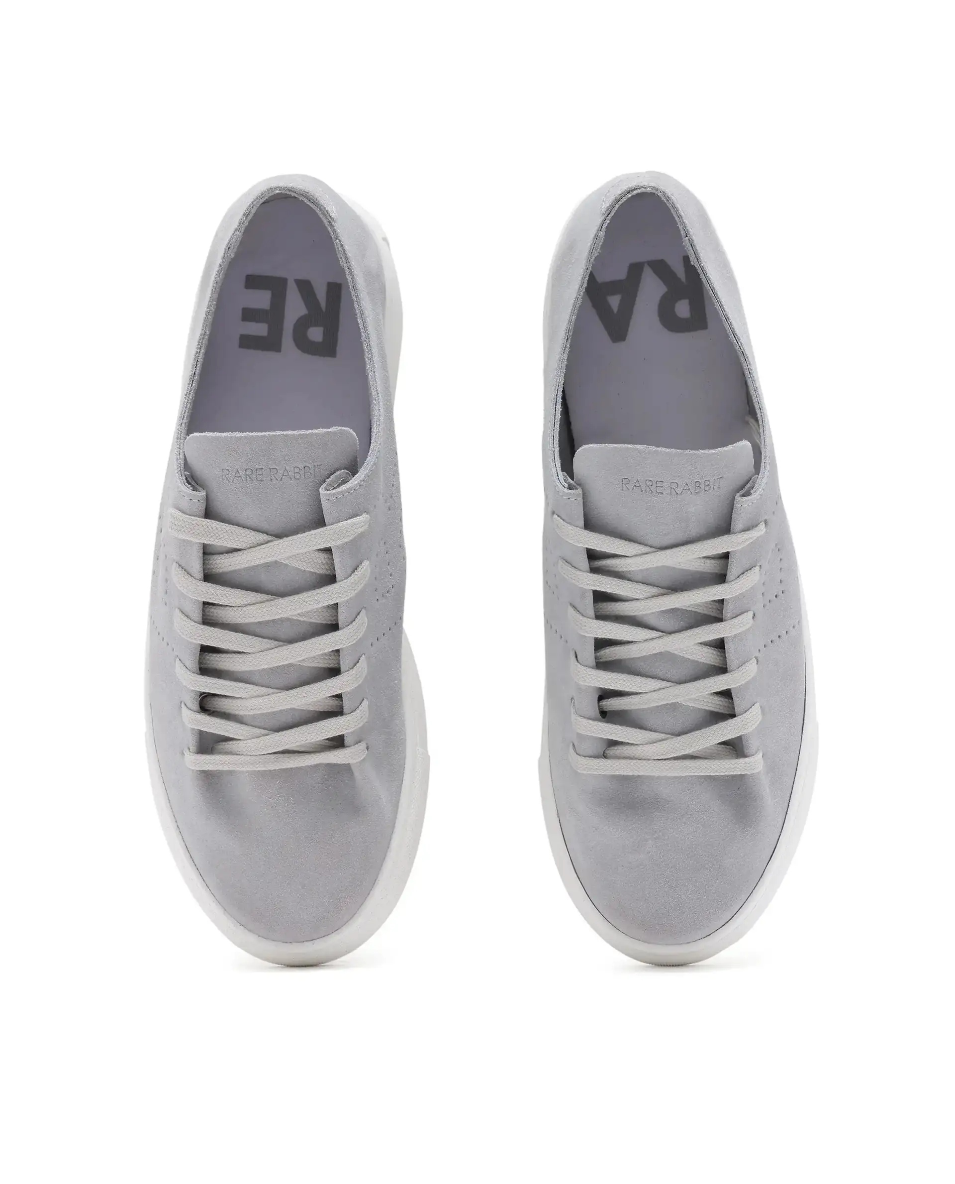 Rare Rabbit Men Skin Light Grey Suede Monotone Upper Low-Top Lace-Up Plain Shoes - Image 4