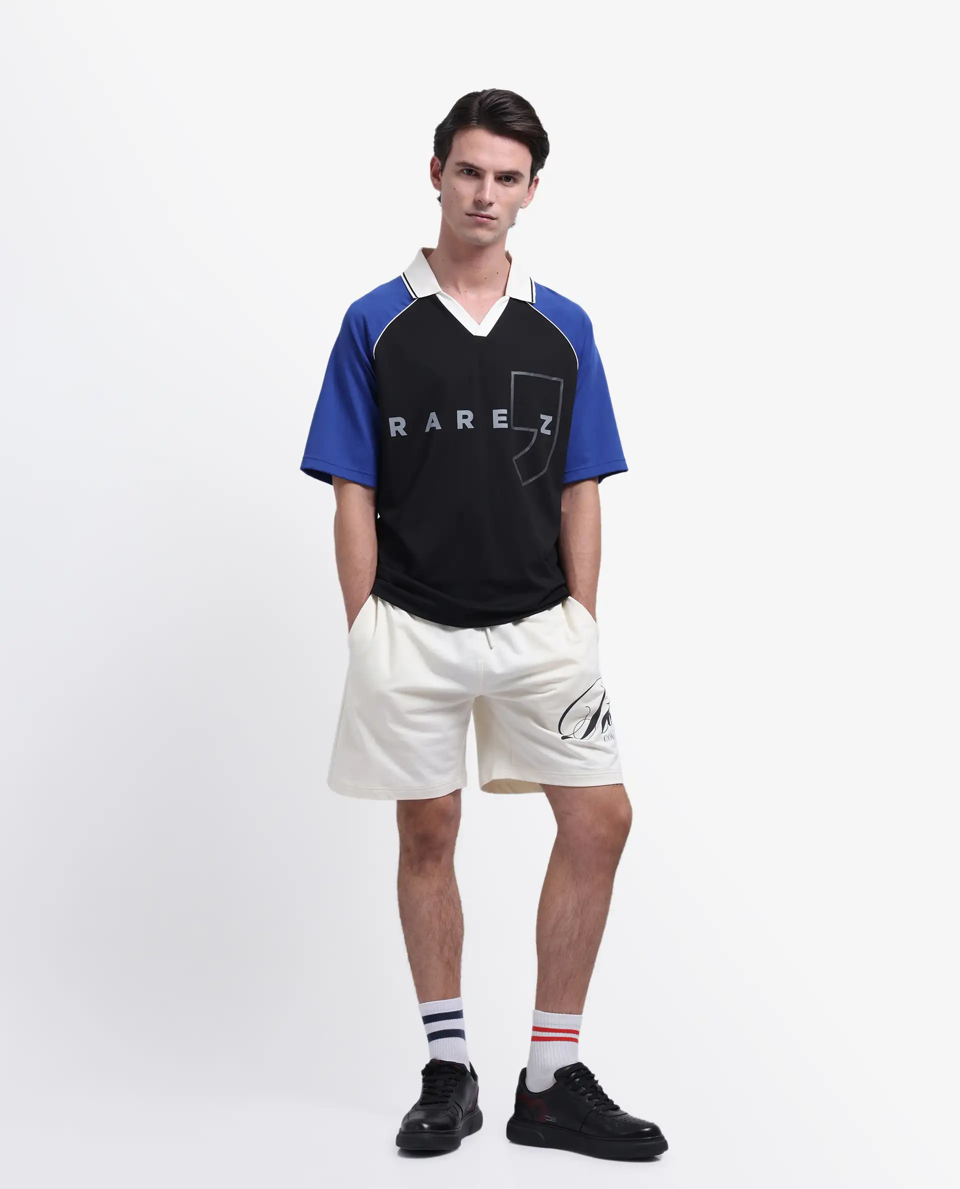 Rare Rabbit Men's Skot Black Polyester Blend Graphic Print Oversized Fit Half Sleeve Polo - Image 2