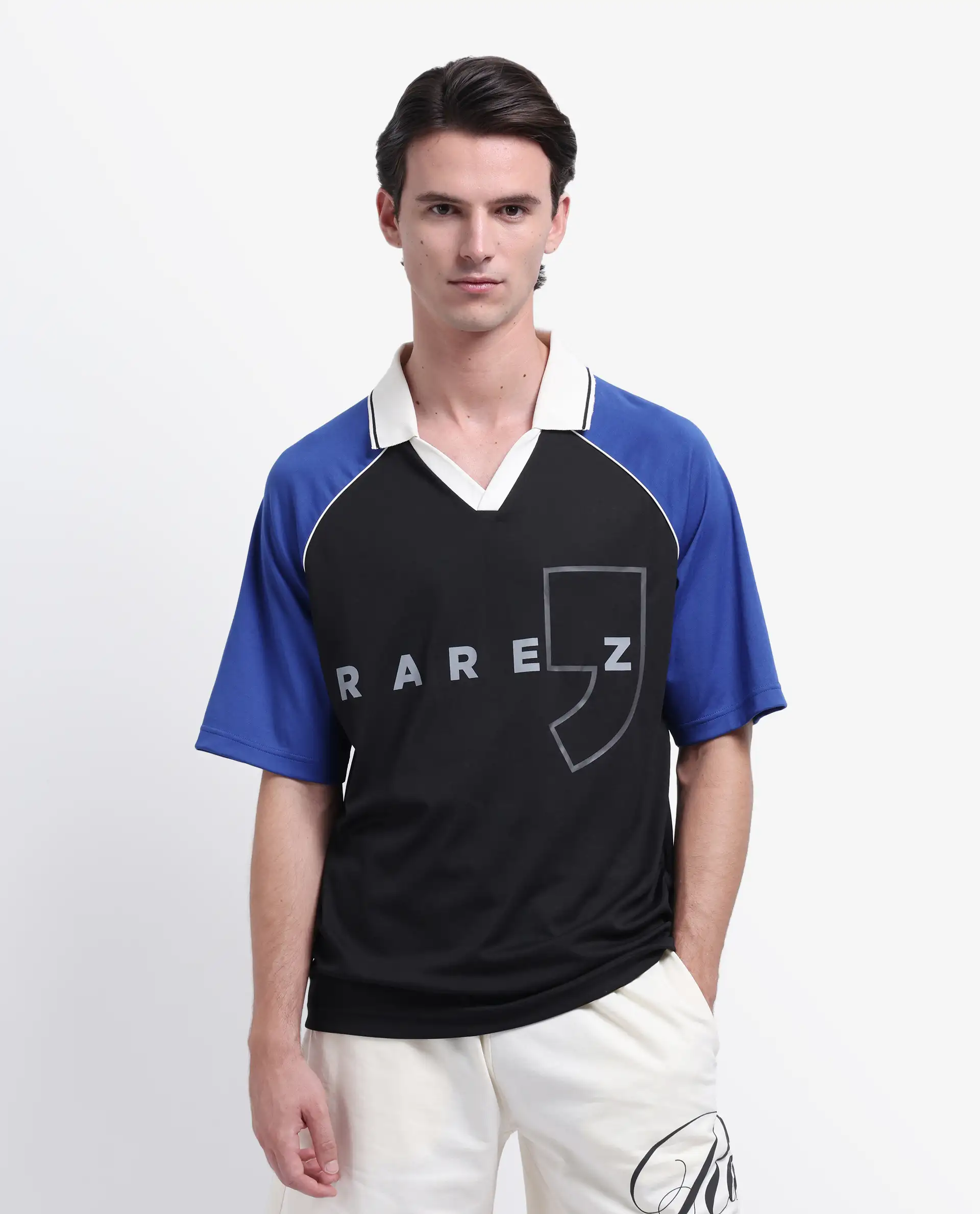 Rare Rabbit Men's Skot Black Polyester Blend Graphic Print Oversized Fit Half Sleeve Polo - Image 4