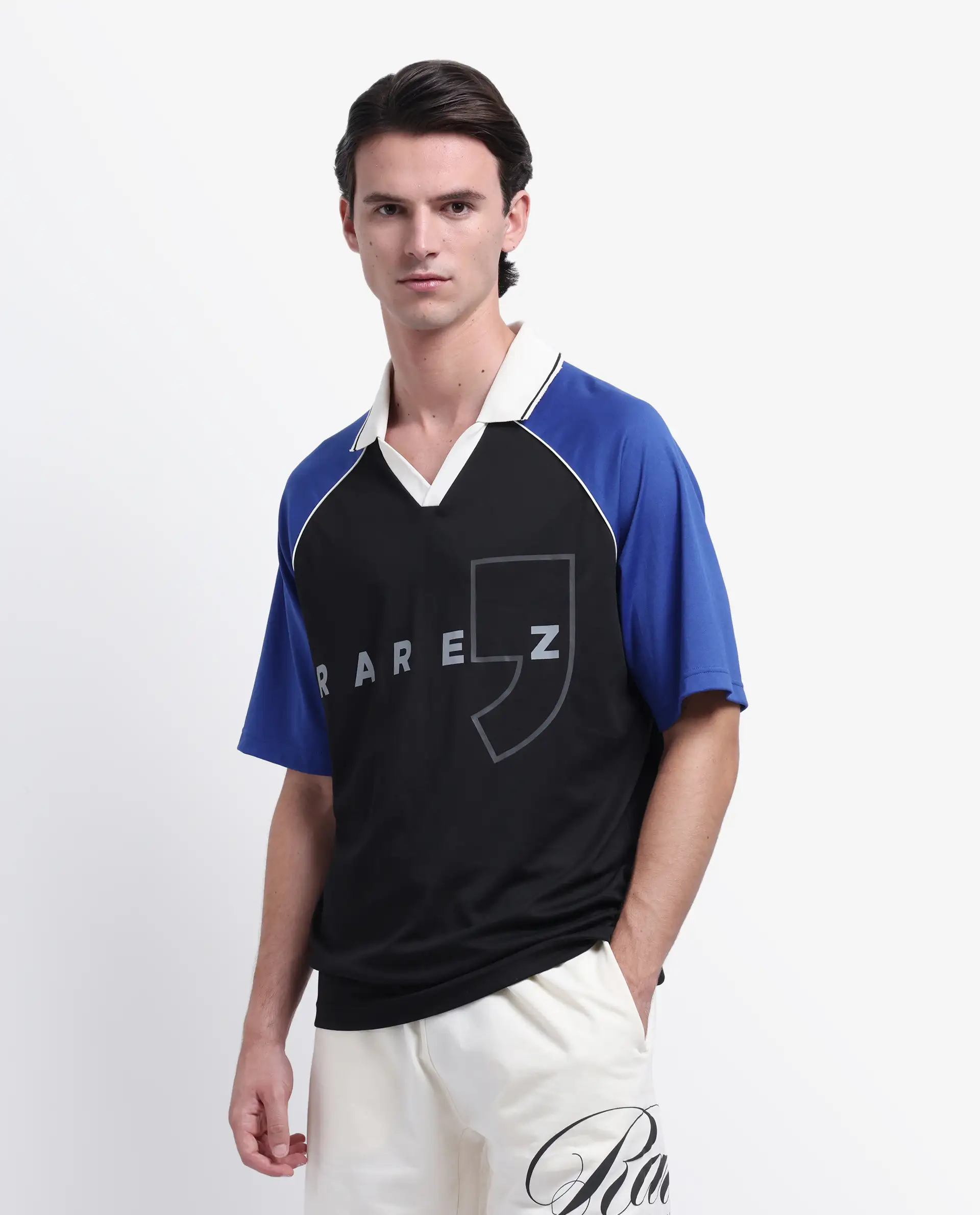 Rare Rabbit Men's Skot Black Polyester Blend Graphic Print Oversized Fit Half Sleeve Polo - Image 5