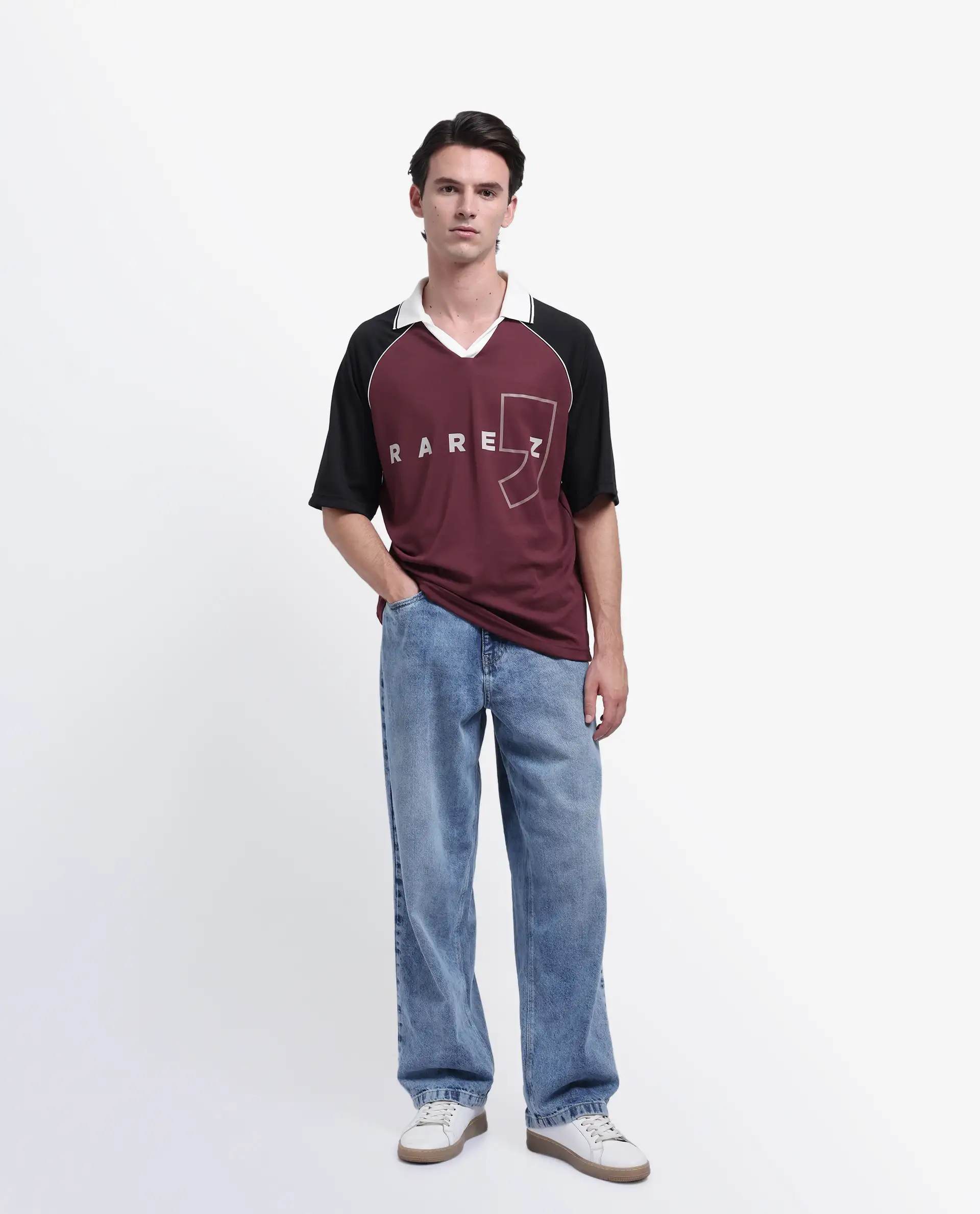 Rare Rabbit Men's Skot Maroon Polyester Blend Graphic Print Oversized Fit Half Sleeve Polo - Image 2
