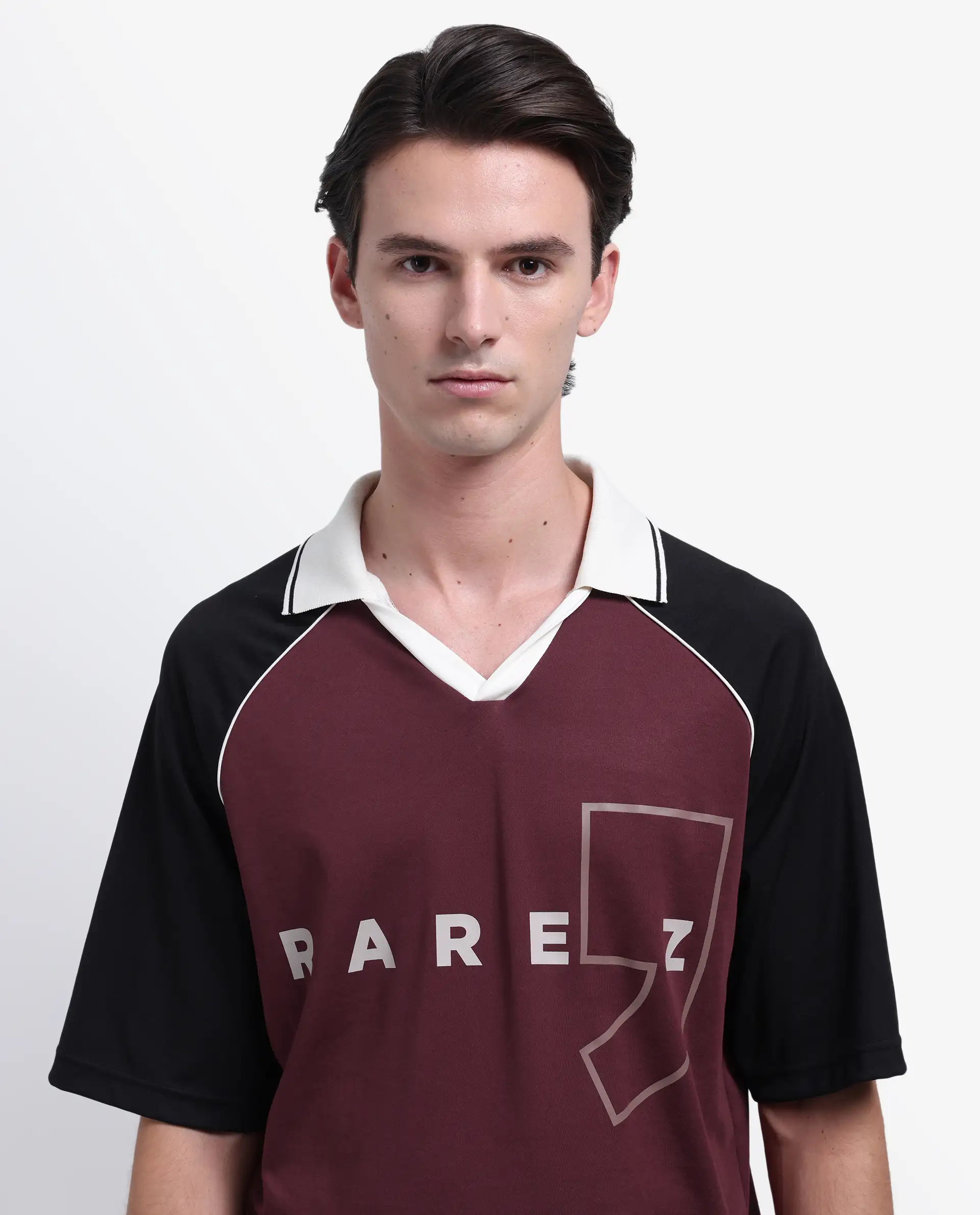Rare Rabbit Men's Skot Maroon Polyester Blend Graphic Print Oversized Fit Half Sleeve Polo - Image 4