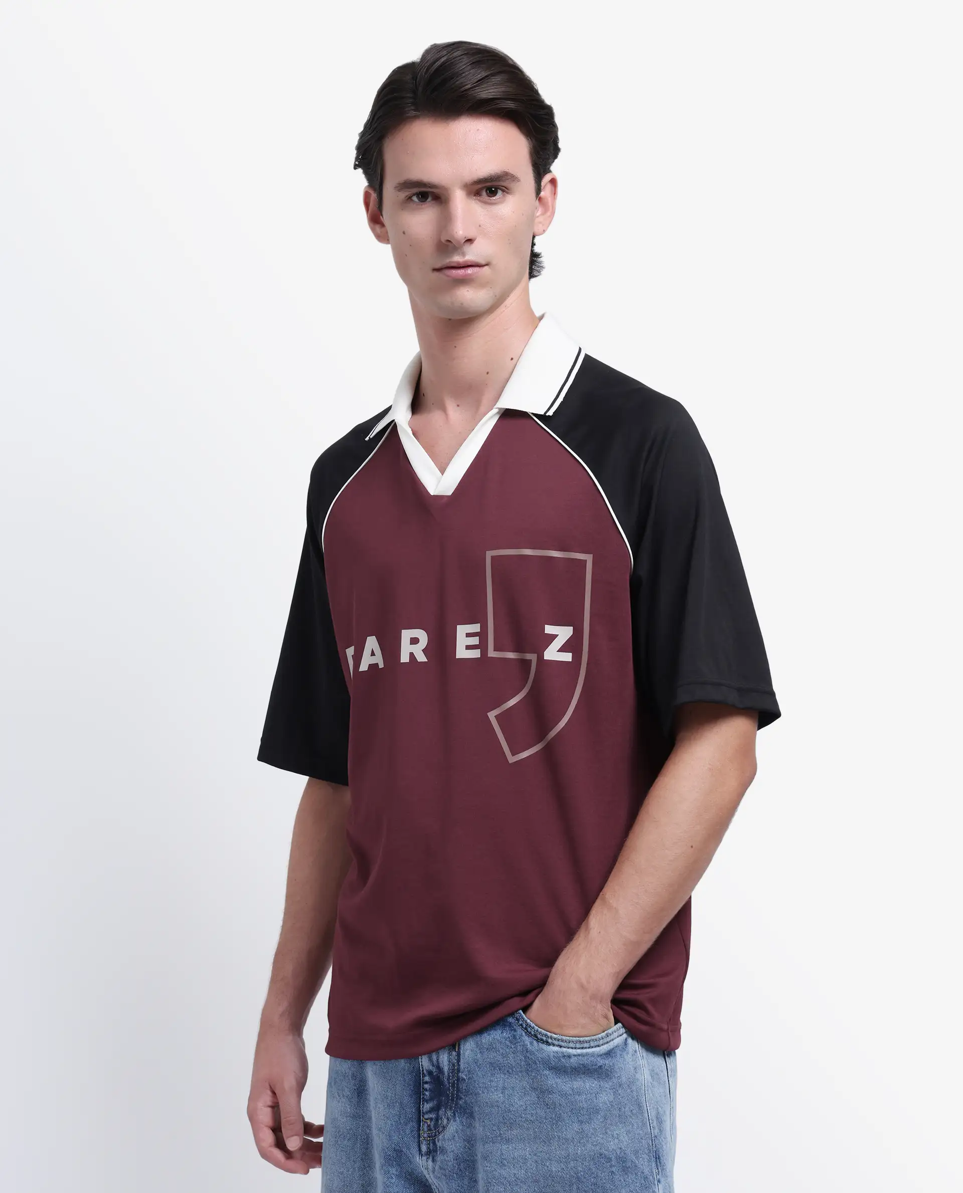 Rare Rabbit Men's Skot Maroon Polyester Blend Graphic Print Oversized Fit Half Sleeve Polo - Image 7