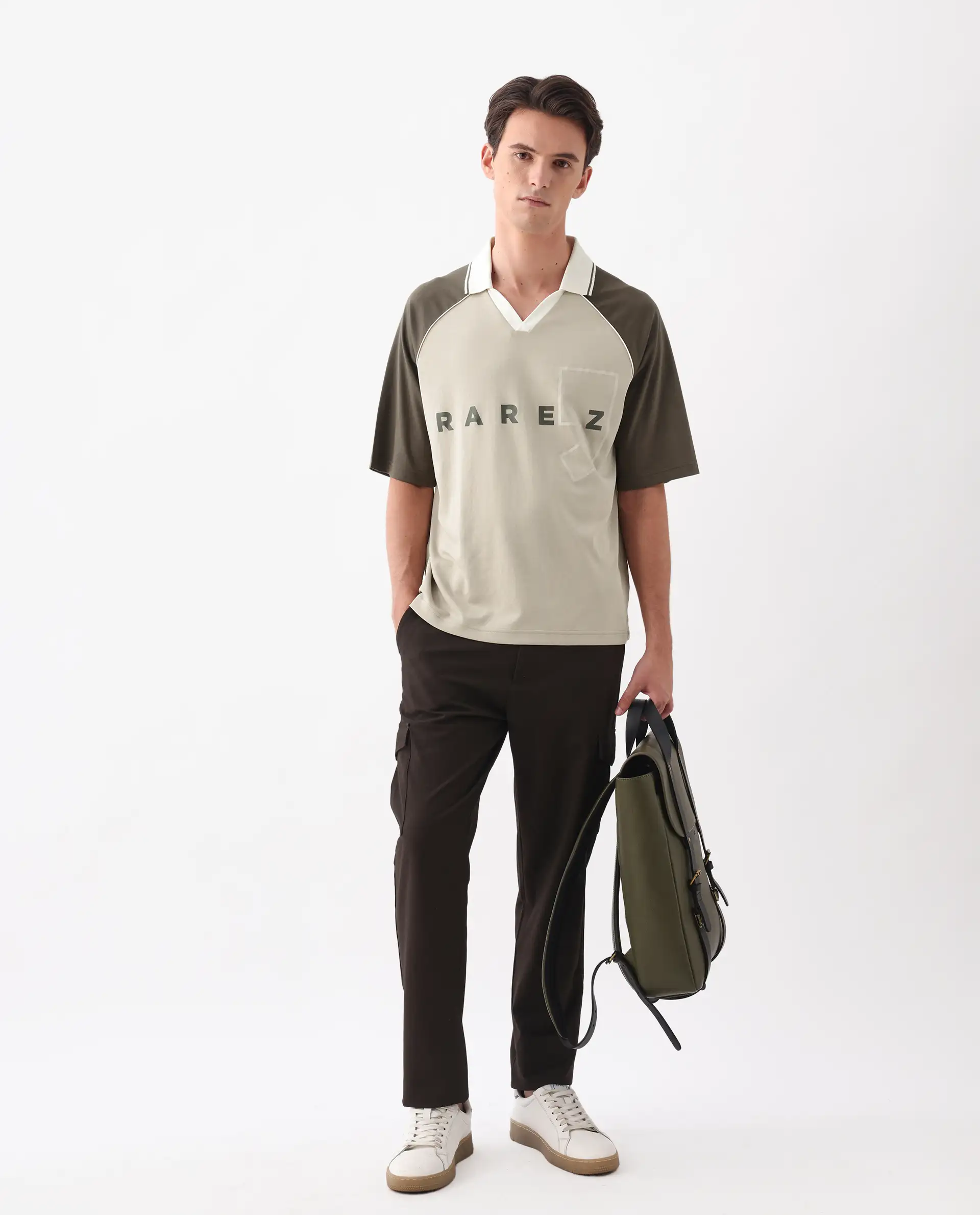Rare Rabbit Men's Skot Beige Polyester Blend Graphic Print Oversized Fit Half Sleeve Crew Neck T-Shirt - Image 2