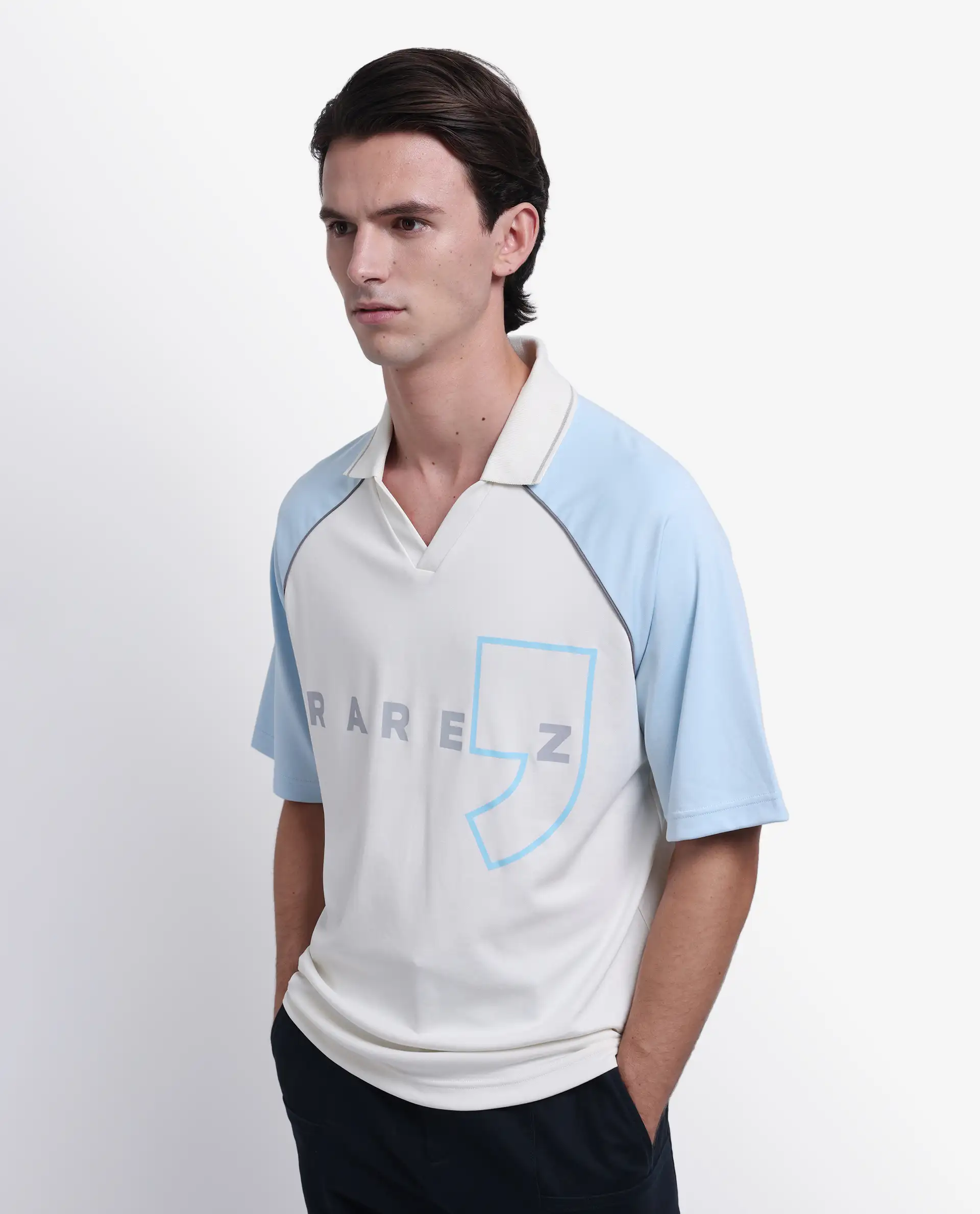 Rare Rabbit Men's Skot Off White Polyester Blend Graphic Print Oversized Fit Half Sleeve Polo - Image 3