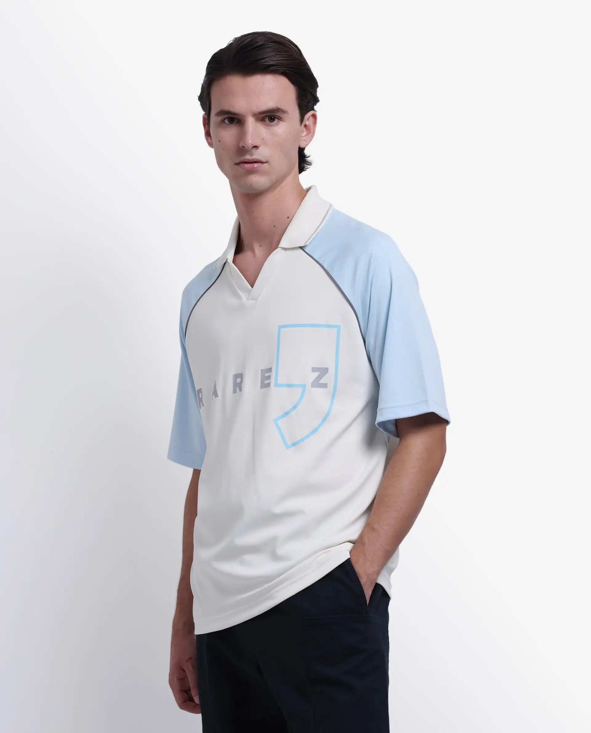 Rare Rabbit Men's Skot Off White Polyester Blend Graphic Print Oversized Fit Half Sleeve Polo - Image 4