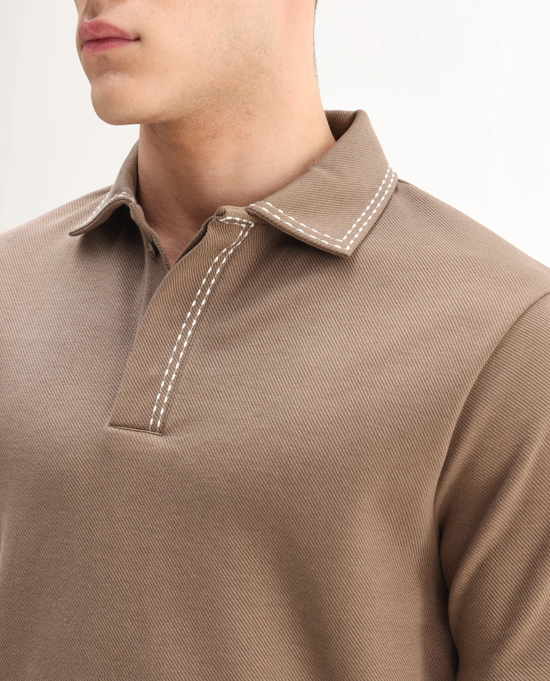 Rare Rabbit Men's Skowl Dusky Brown Polyester Blend Plain Regular Fit Half Sleeve Polo - Image 3