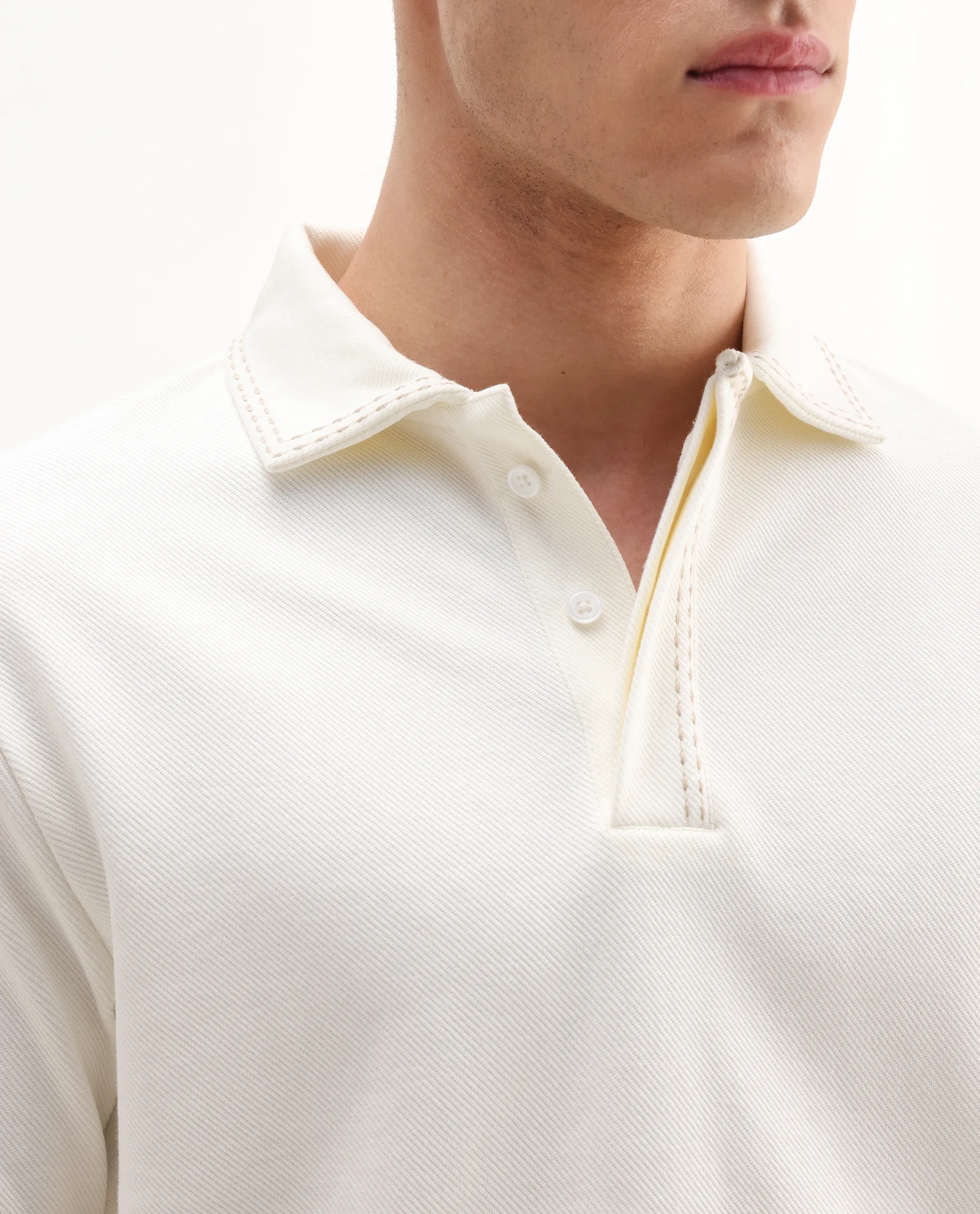 Rare Rabbit Men's Skowl Off White Polyester Blend Plain Regular Fit Half Sleeve Polo - Image 3