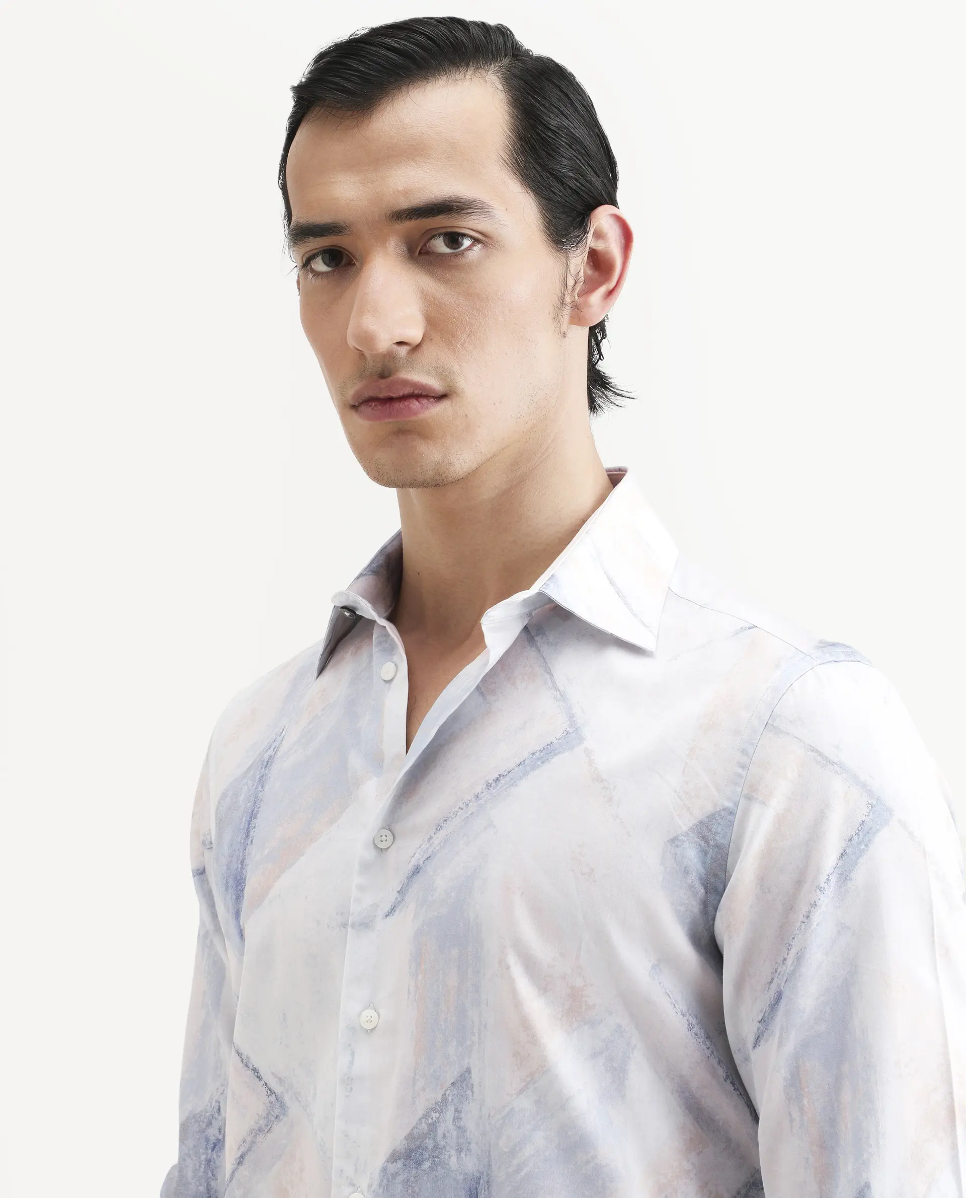 Rare Rabbit Men's Skye Pastel Blue Cotton Fabric Full Sleeve Spread Collar Regular Fit Abstract Print Shirt - Image 7