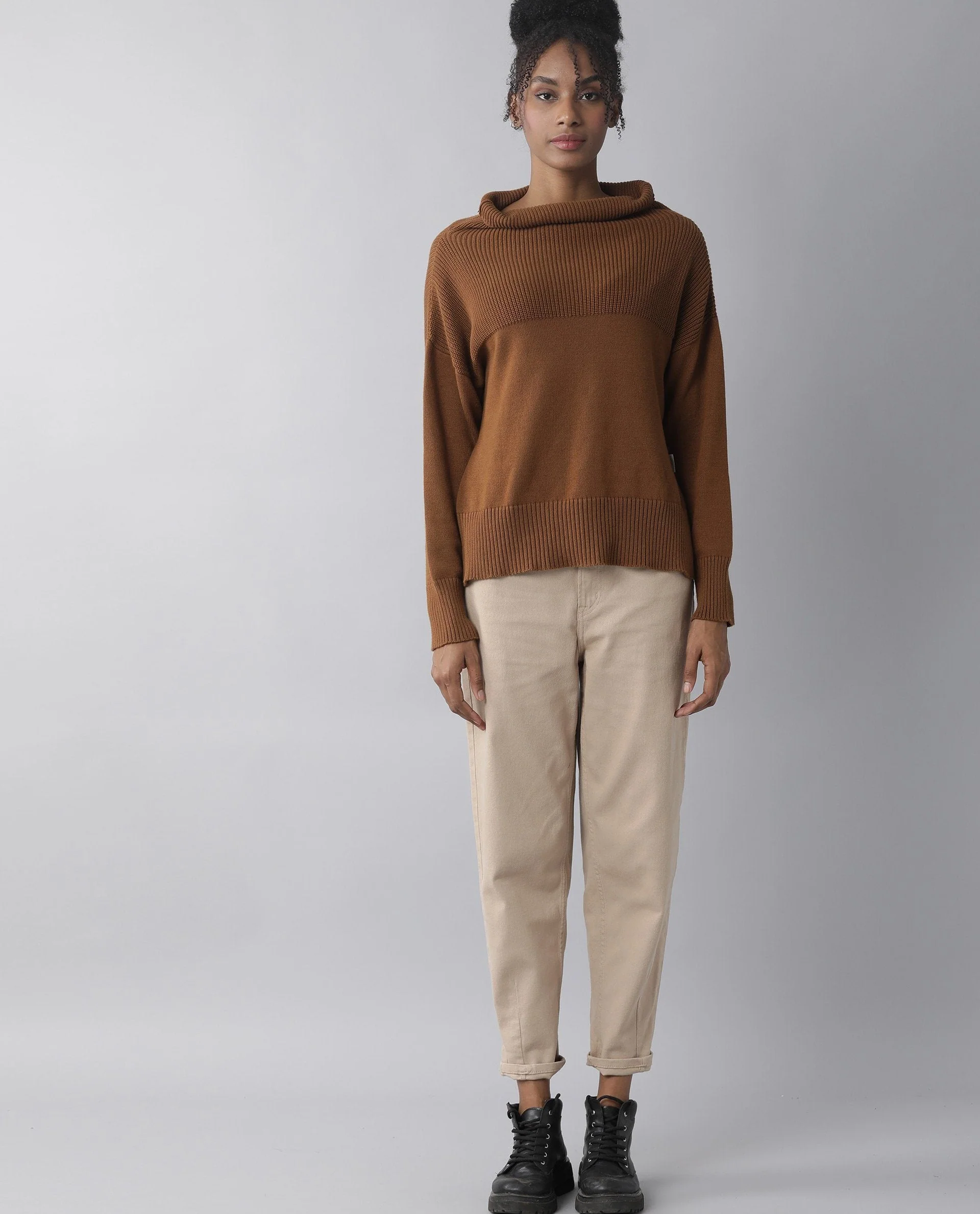 Rareism Women Skyline Brown Top Full Sleeves - Image 2