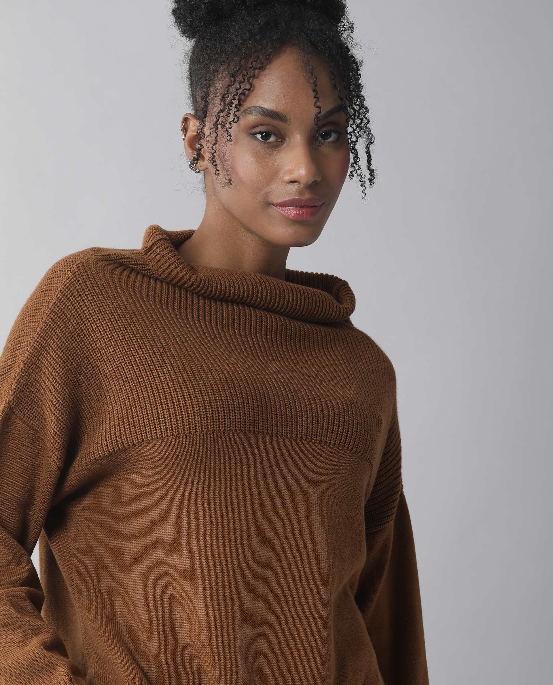 Rareism Women Skyline Brown Top Full Sleeves - Image 3